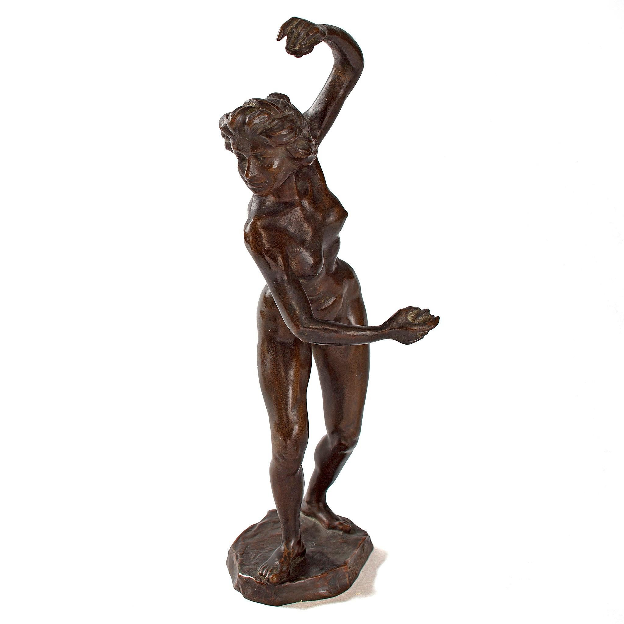 L'accattivante gruppo di sei danzatrici in bronzo di Carabin mostra modelle nude che brandiscono con passione le nacchere. Cinque dei ballerini sono raffigurati in seconda, terza, quarta e quinta posizione, mentre il sesto ballerino adotta una