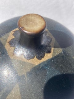 Rupert Deese, Bleu, Céramique/Stoneware « Pomme » Sculpture, Presse-papier, Marqué