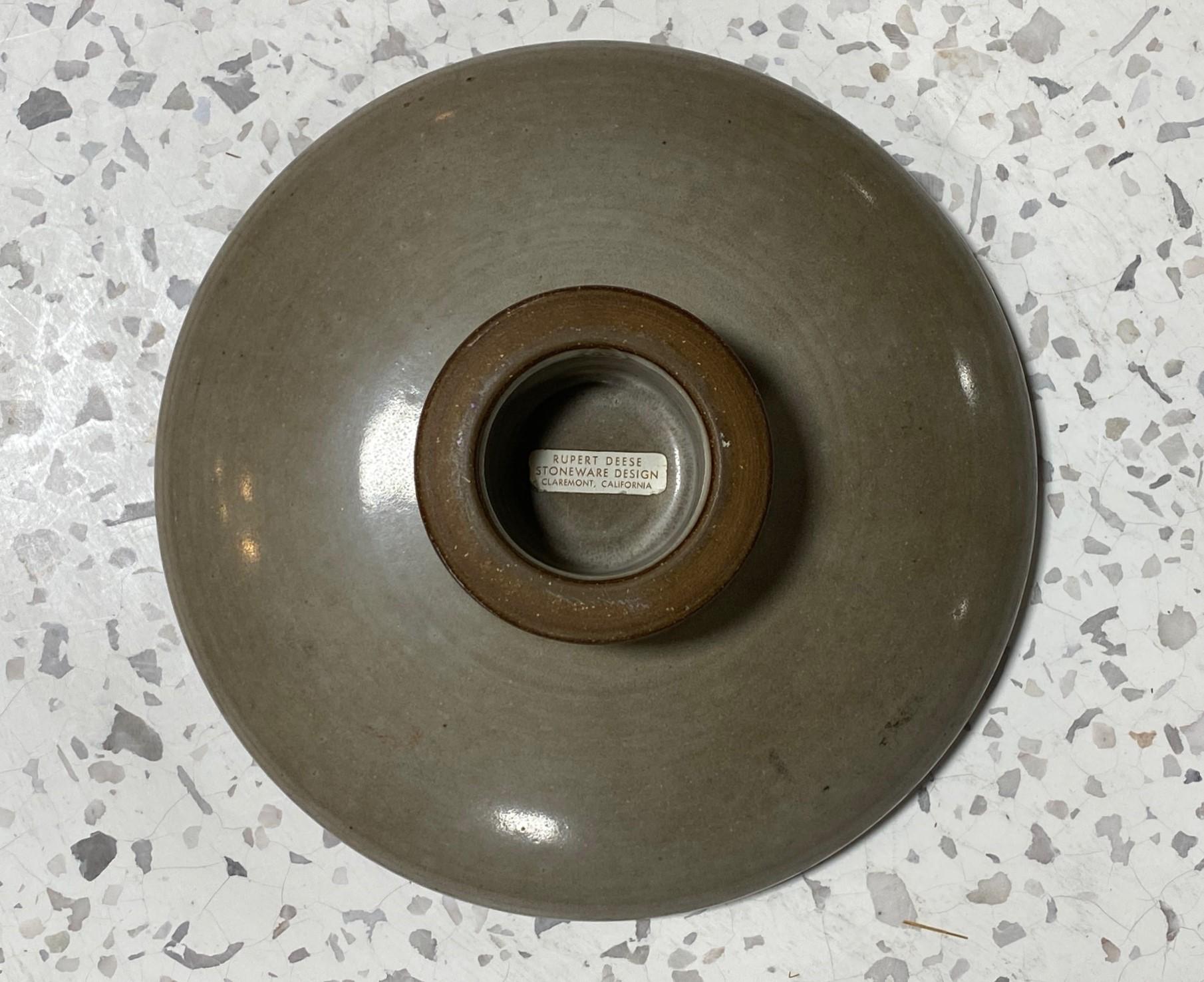 Rupert Deese Signed Mid-Century Modern California Studio Pottery Pedestal Bowl For Sale 6