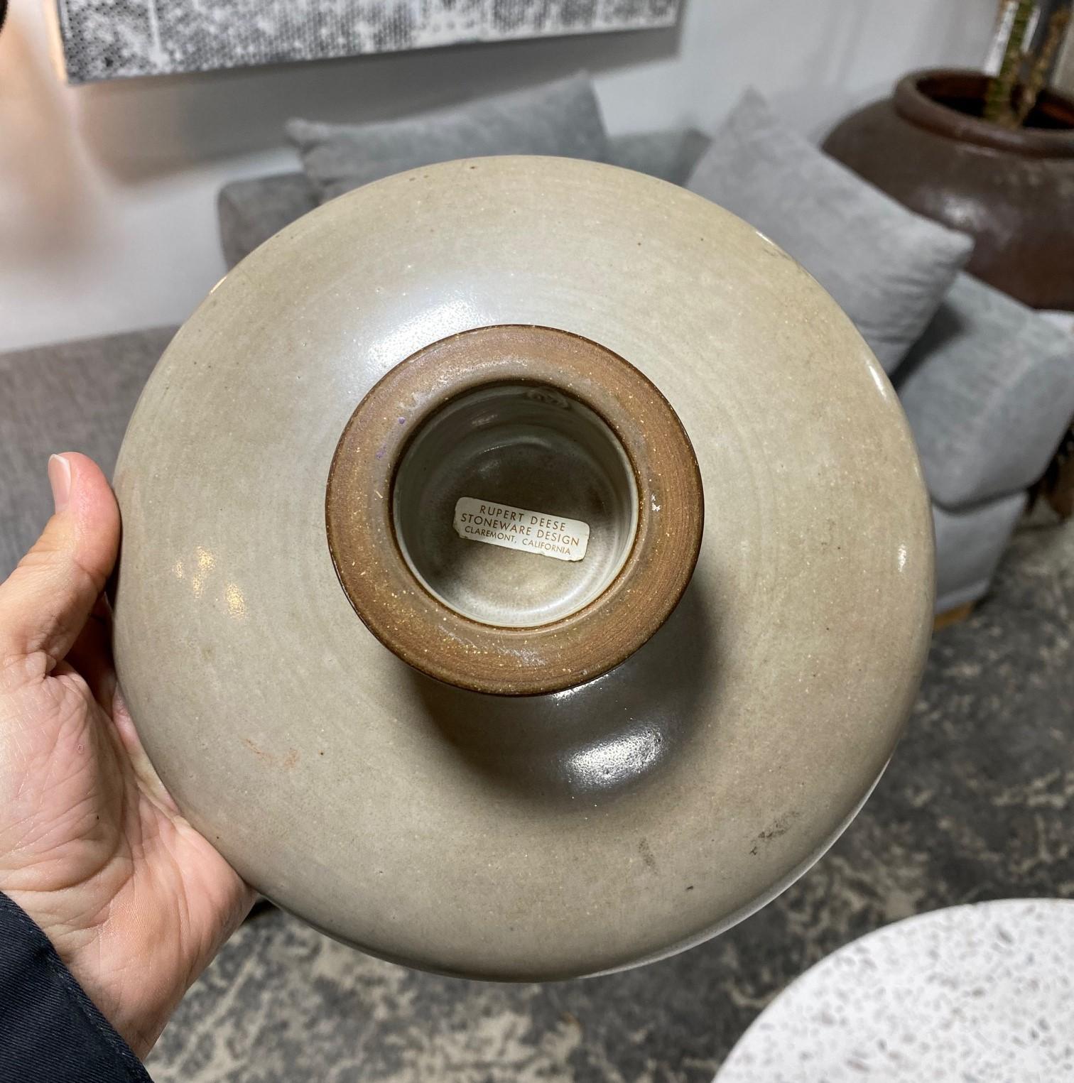Rupert Deese Signed Mid-Century Modern California Studio Pottery Pedestal Bowl For Sale 11