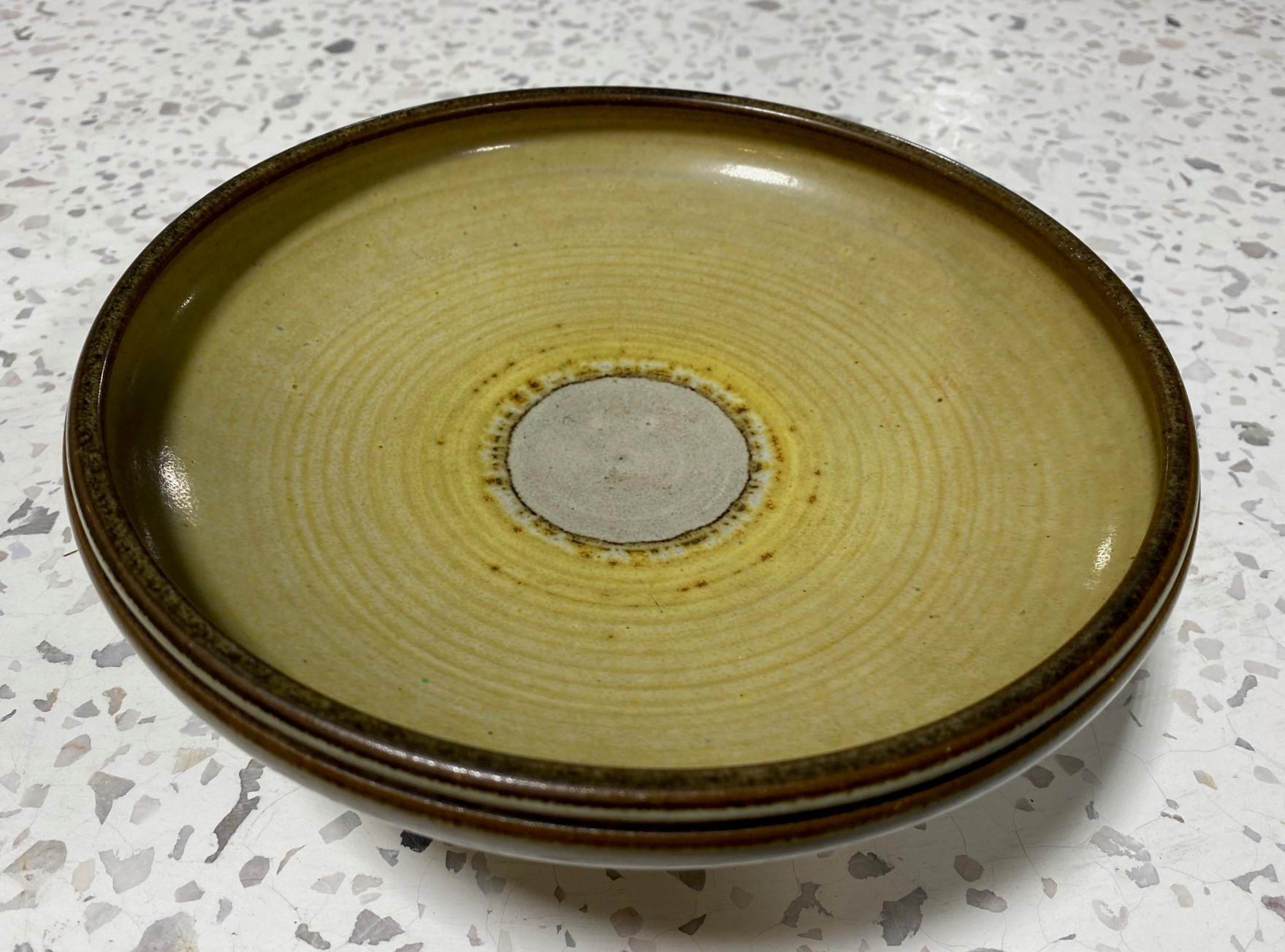 American Rupert Deese Signed Mid-Century Modern California Studio Pottery Pedestal Bowl For Sale
