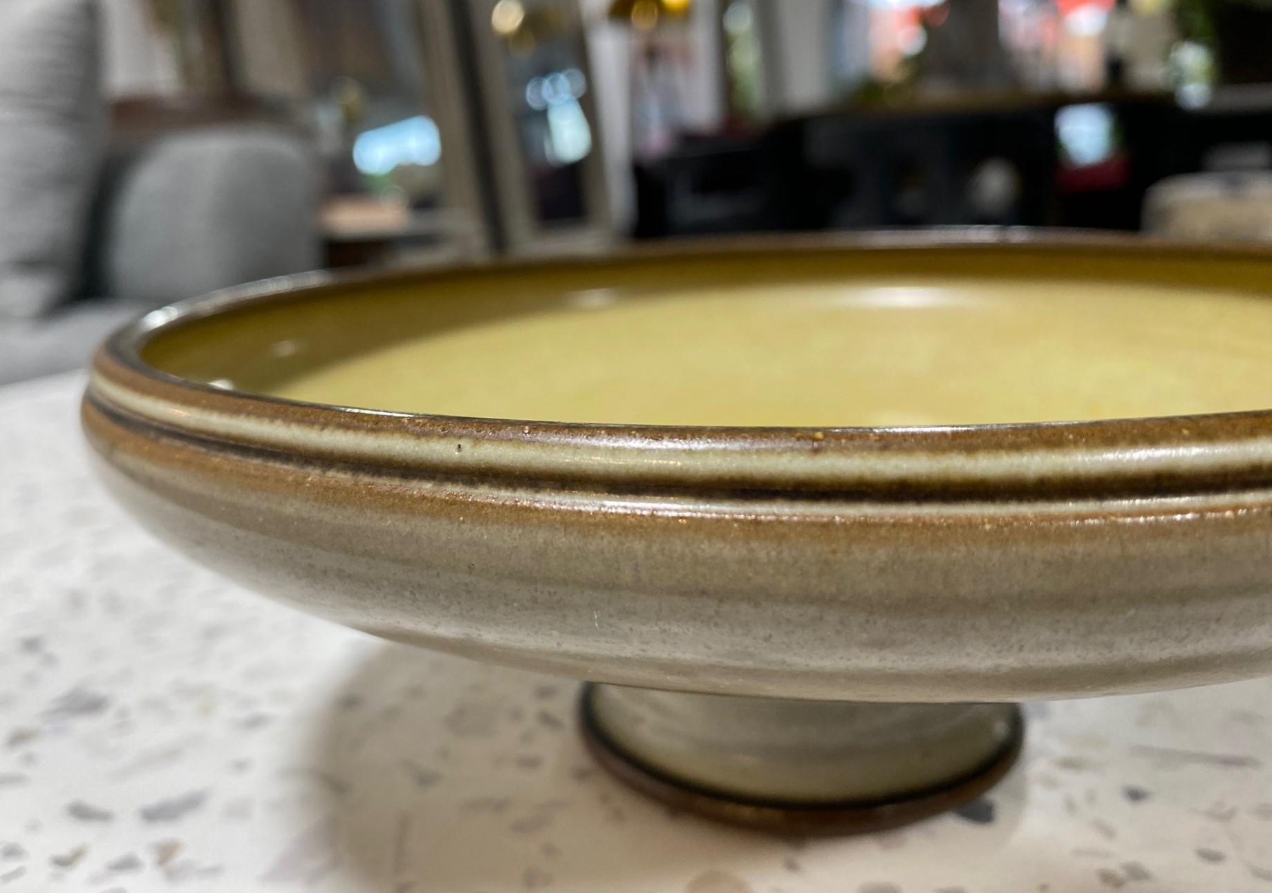 Ceramic Rupert Deese Signed Mid-Century Modern California Studio Pottery Pedestal Bowl For Sale