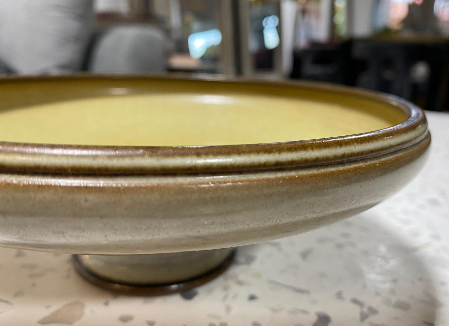 Rupert Deese Signed Mid-Century Modern California Studio Pottery Pedestal Bowl For Sale 1