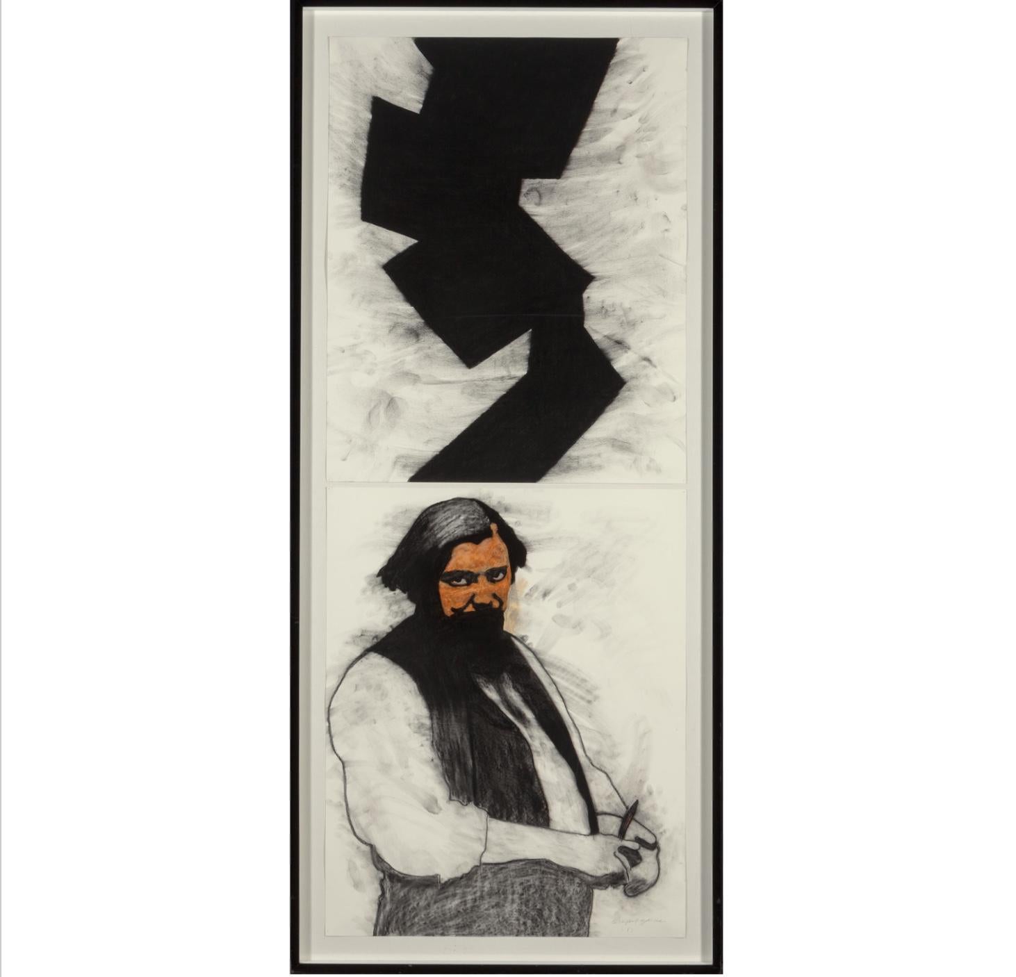 Mid-Century Modern Rupert Garcia Diptych Pastel on Paper, 1988