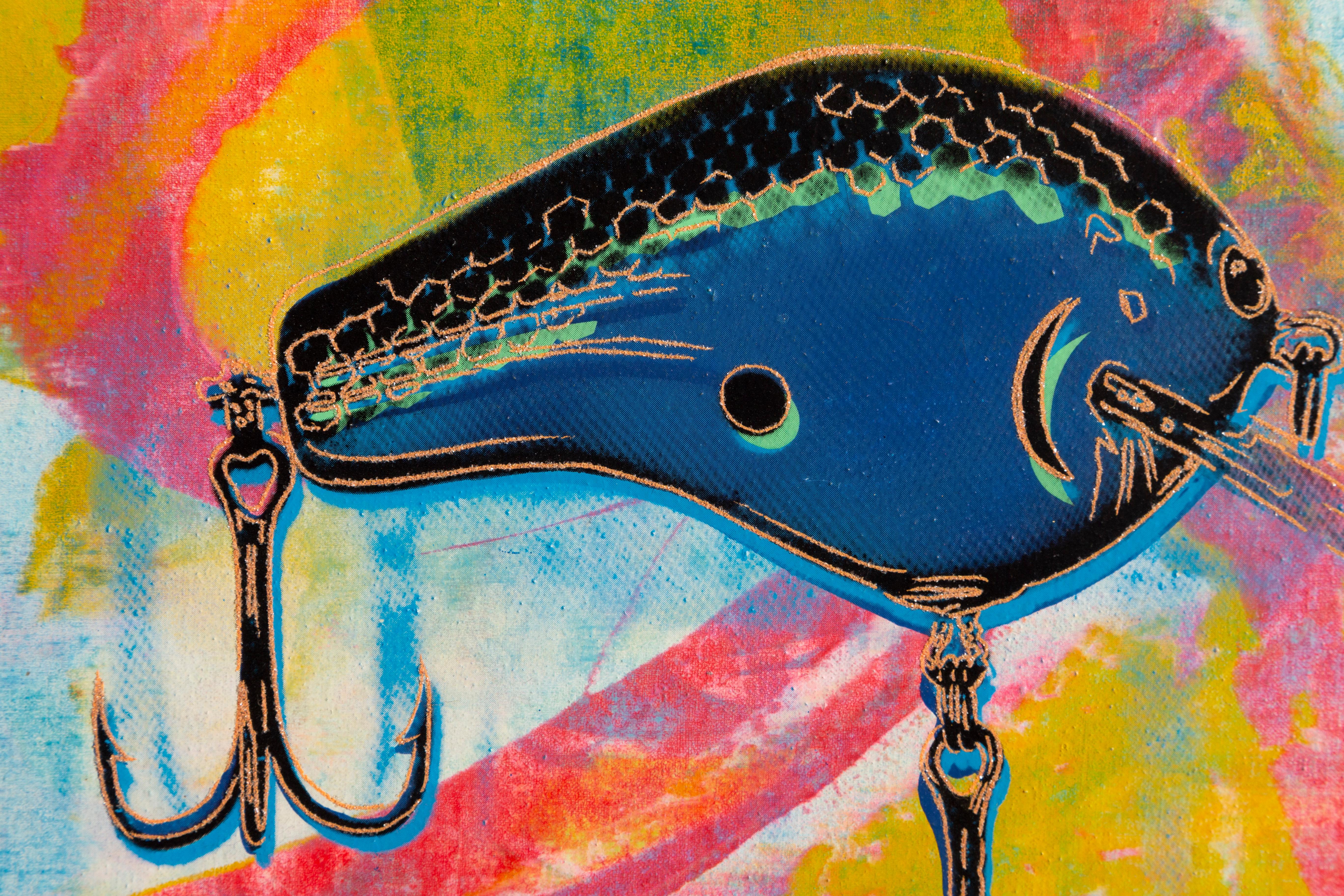 Fishing Lure I, Pop-Art-Gemälde von Rupert Jasen Smith im Angebot 1