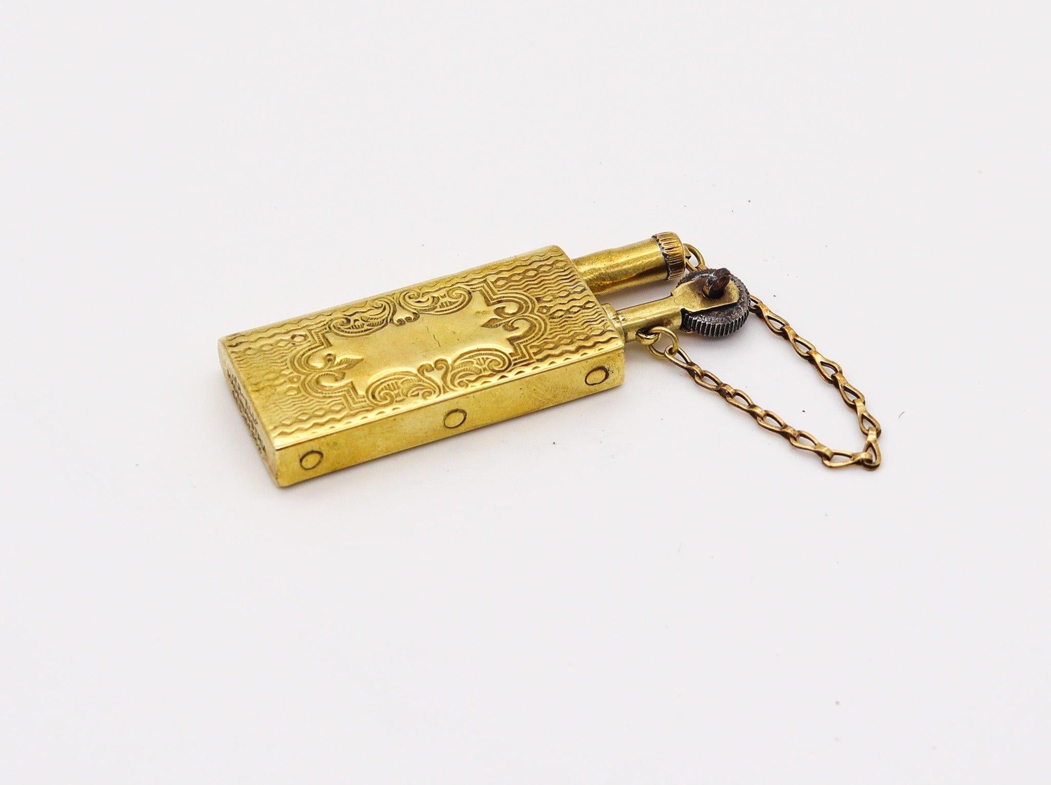 A lighter designed by Rupert Lichtman.

This is a very scarce petrol pocket lighter, created in Vienna Austria by the Rupert Lichtman Company, back in 1920's. The pocket lighter is the Fortuna model and has been crafted in polished bronze and highly