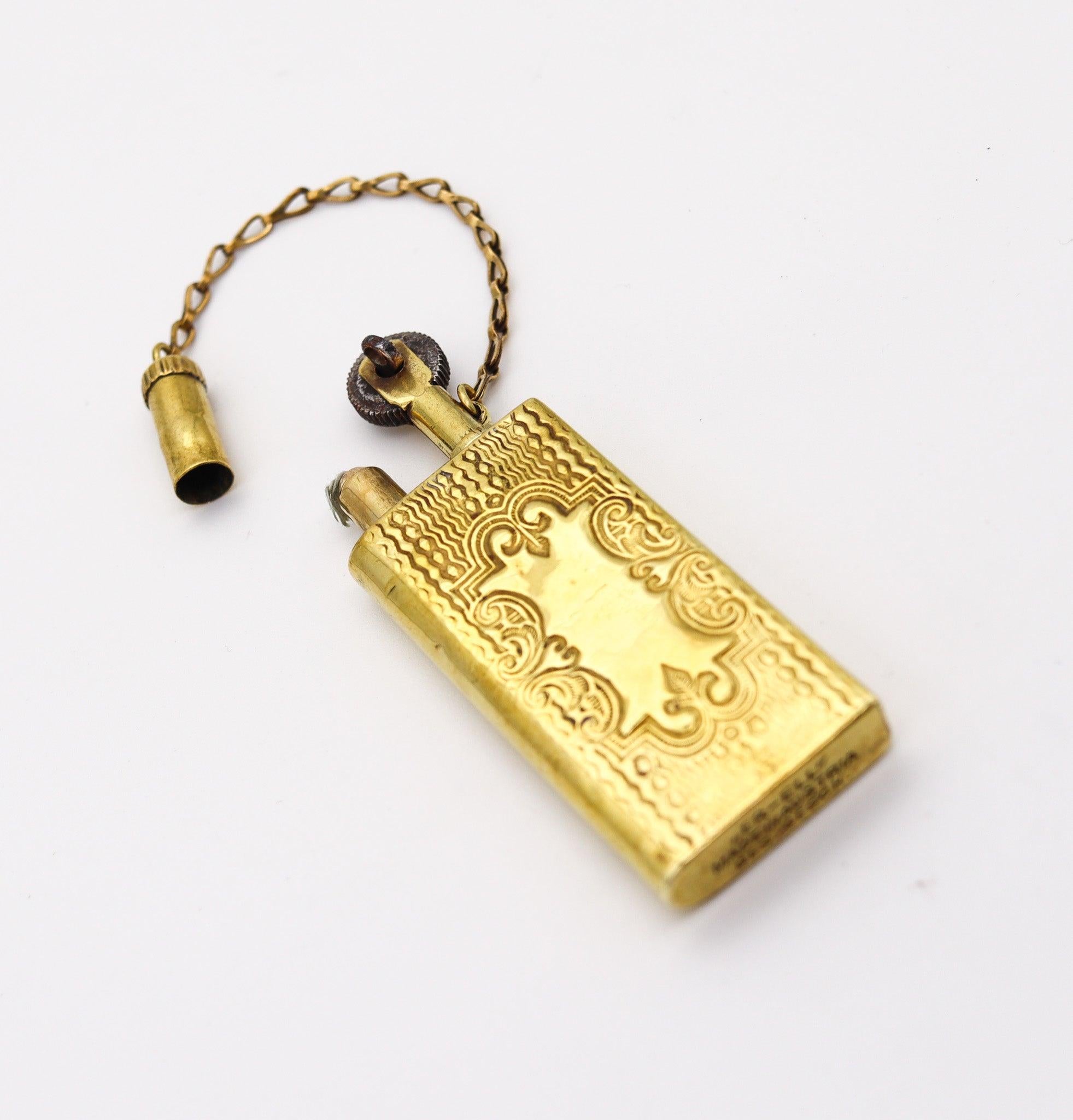 RUPERT LICHTMAN 1920 Austria “ER-ELL” Lighter Fortuna-Drehring Embossed Brass In Good Condition In Miami, FL