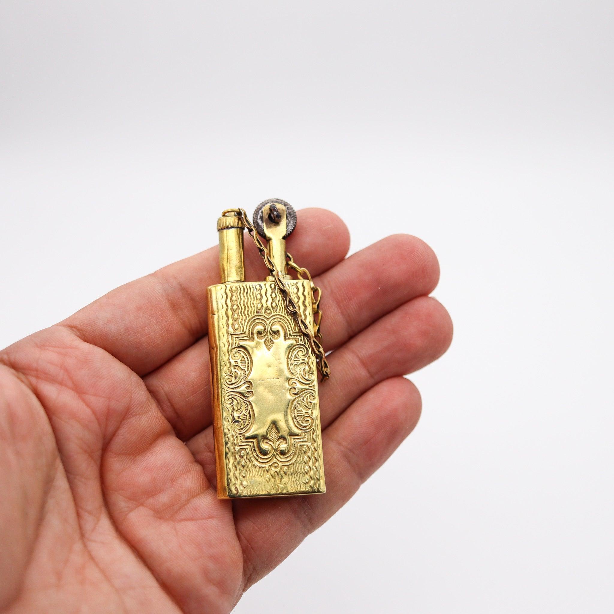 Early 20th Century RUPERT LICHTMAN 1920 Austria “ER-ELL” Lighter Fortuna-Drehring Embossed Brass