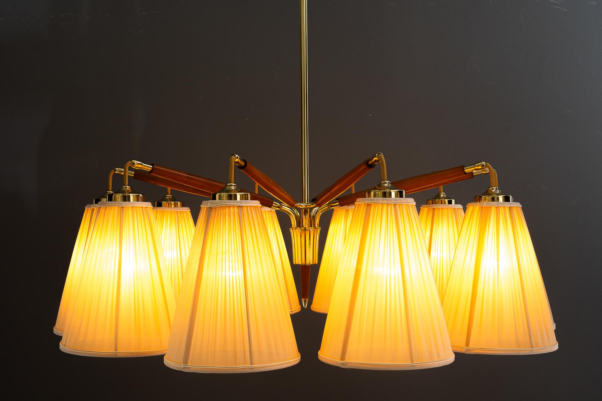 Rupert Nikoll lustre à 10 bras de lumière avec abat-jour en tissu vienne vers les années 1950 en vente 2