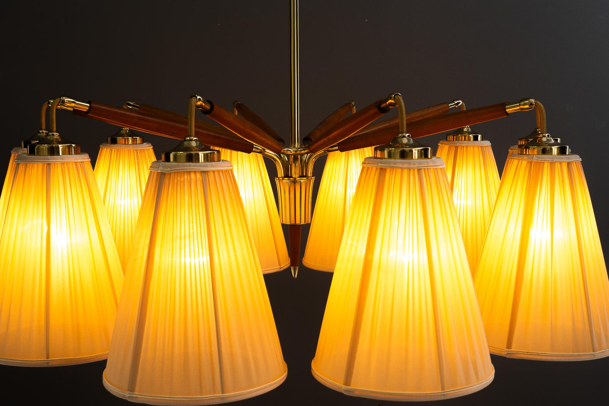 Rupert Nikoll lustre à 10 bras de lumière avec abat-jour en tissu vienne vers les années 1950 en vente 4