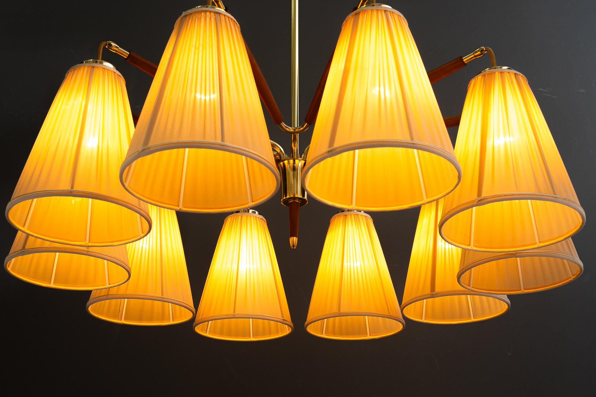 Rupert Nikoll lustre à 10 bras de lumière avec abat-jour en tissu vienne vers les années 1950 en vente 5