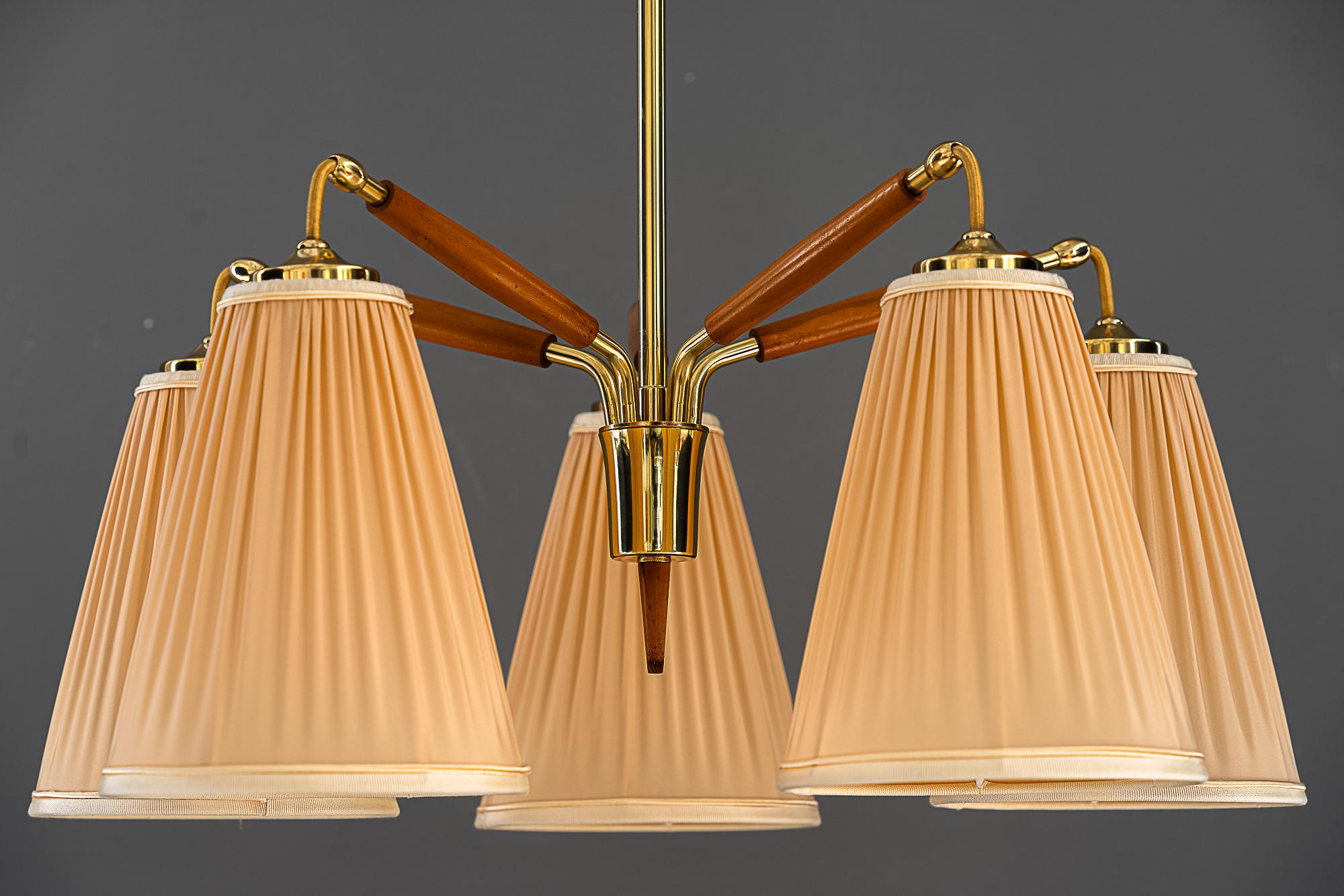 Mid-Century Modern Rupert nikoll 5 Arm chandeliers vienna around 1950s For Sale