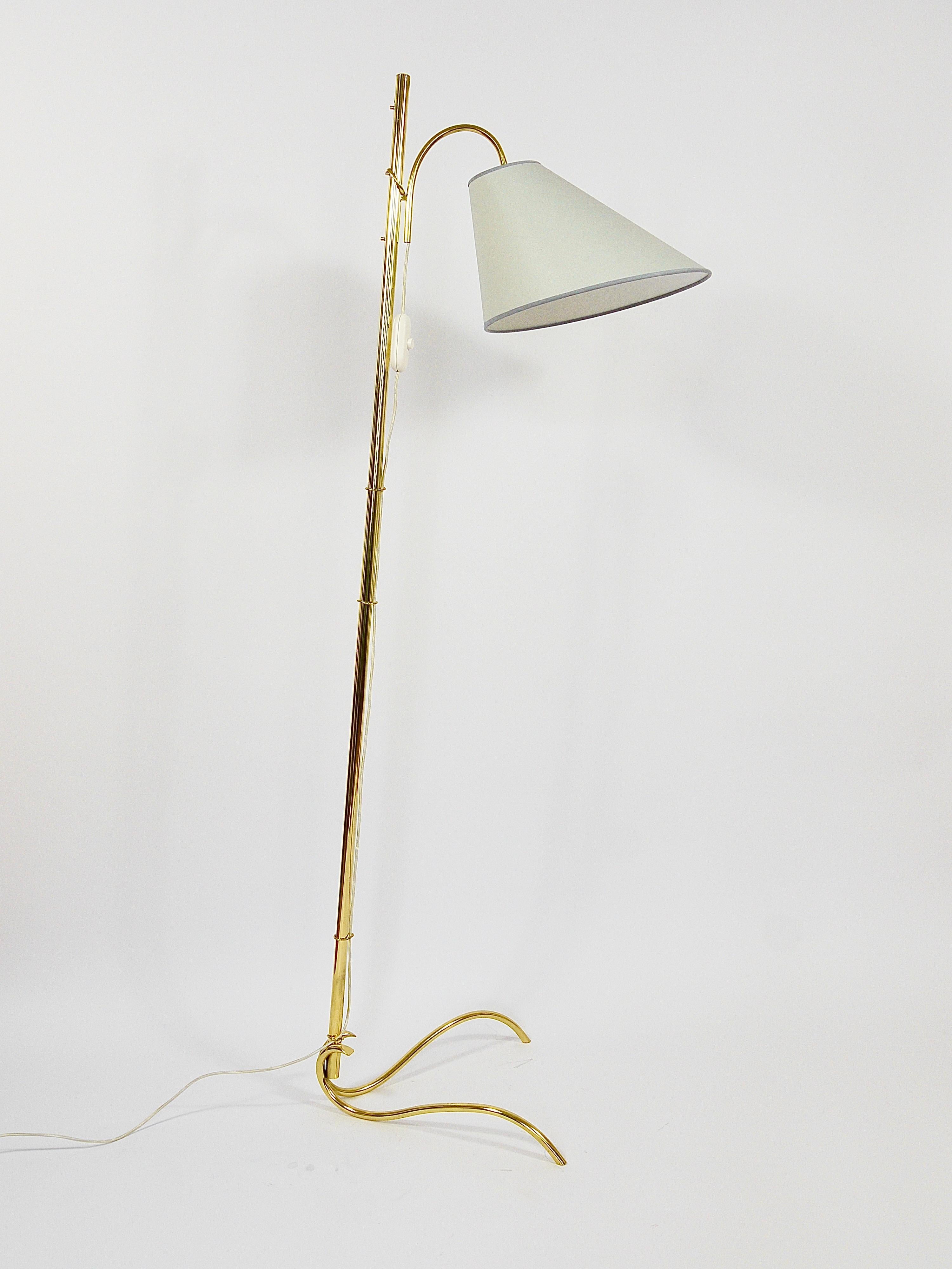 Rupert Nikoll Adjustable Dornstab Mid Century Brass Floor Lamp, Austria, 1950s For Sale 4