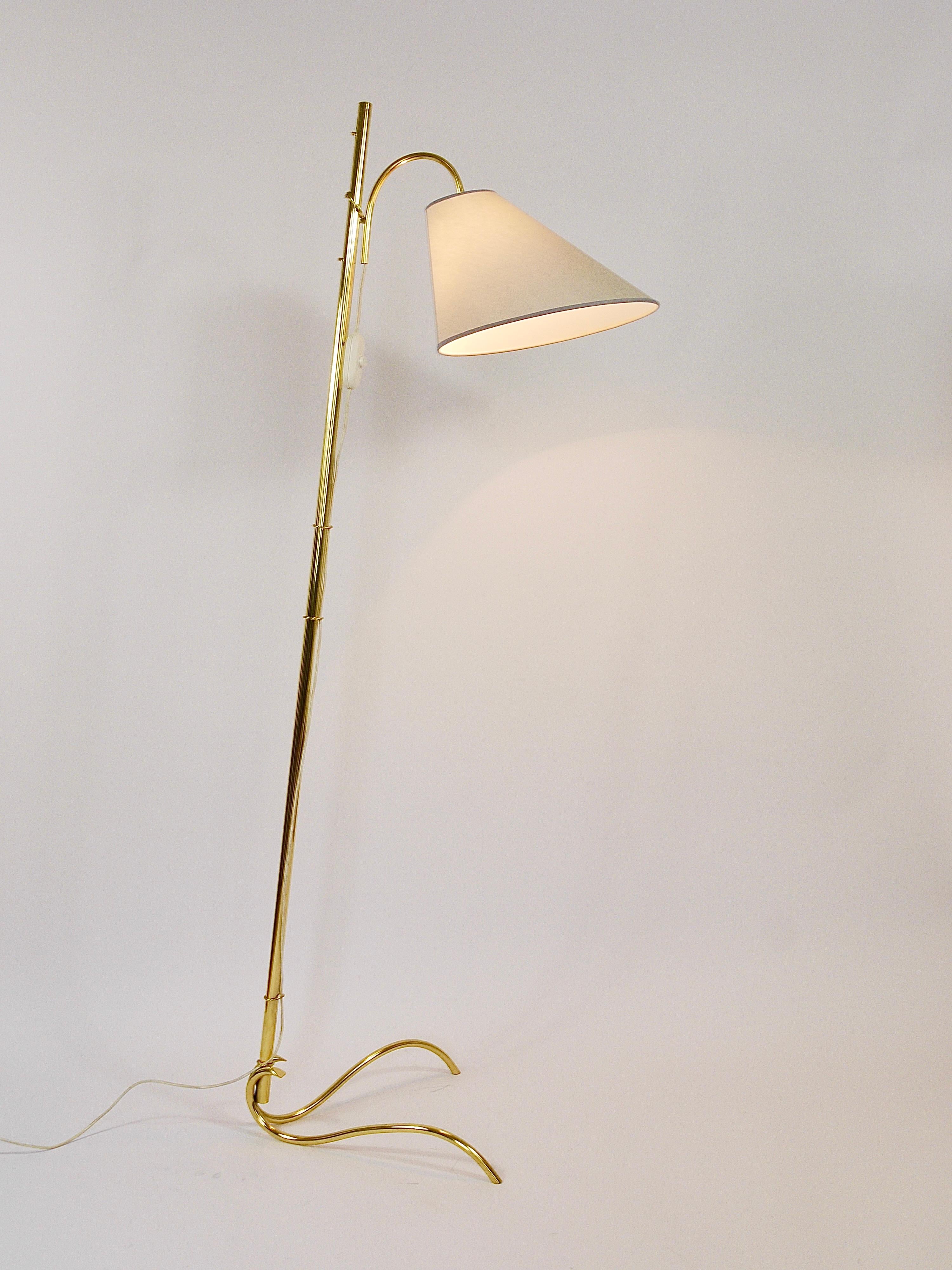 Rupert Nikoll Adjustable Dornstab Mid Century Brass Floor Lamp, Austria, 1950s For Sale 5
