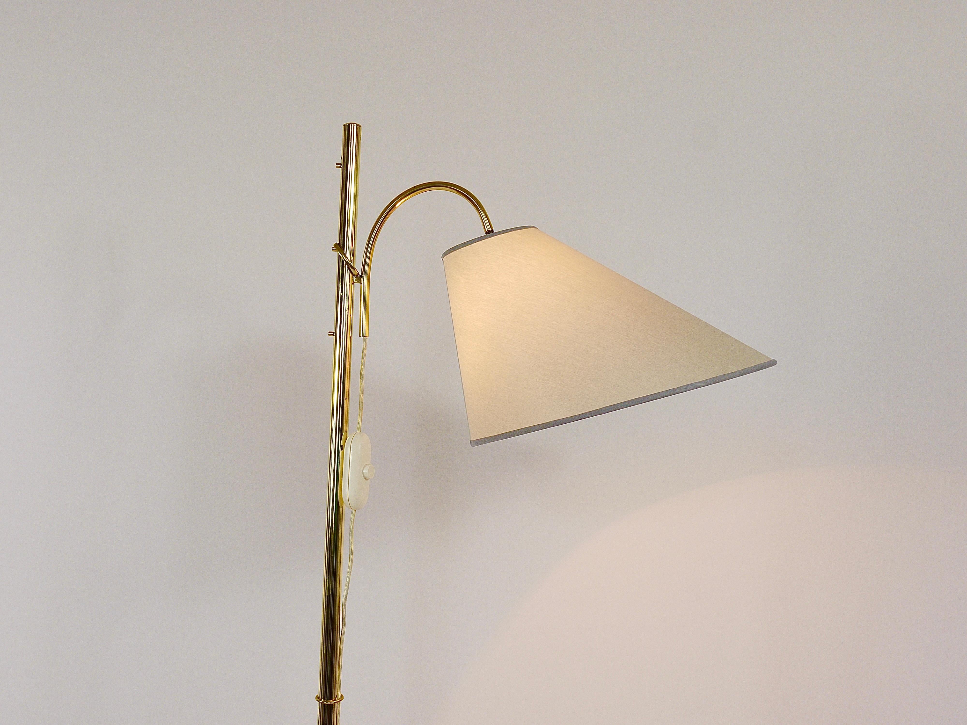 Rupert Nikoll Adjustable Dornstab Mid Century Brass Floor Lamp, Austria, 1950s For Sale 8