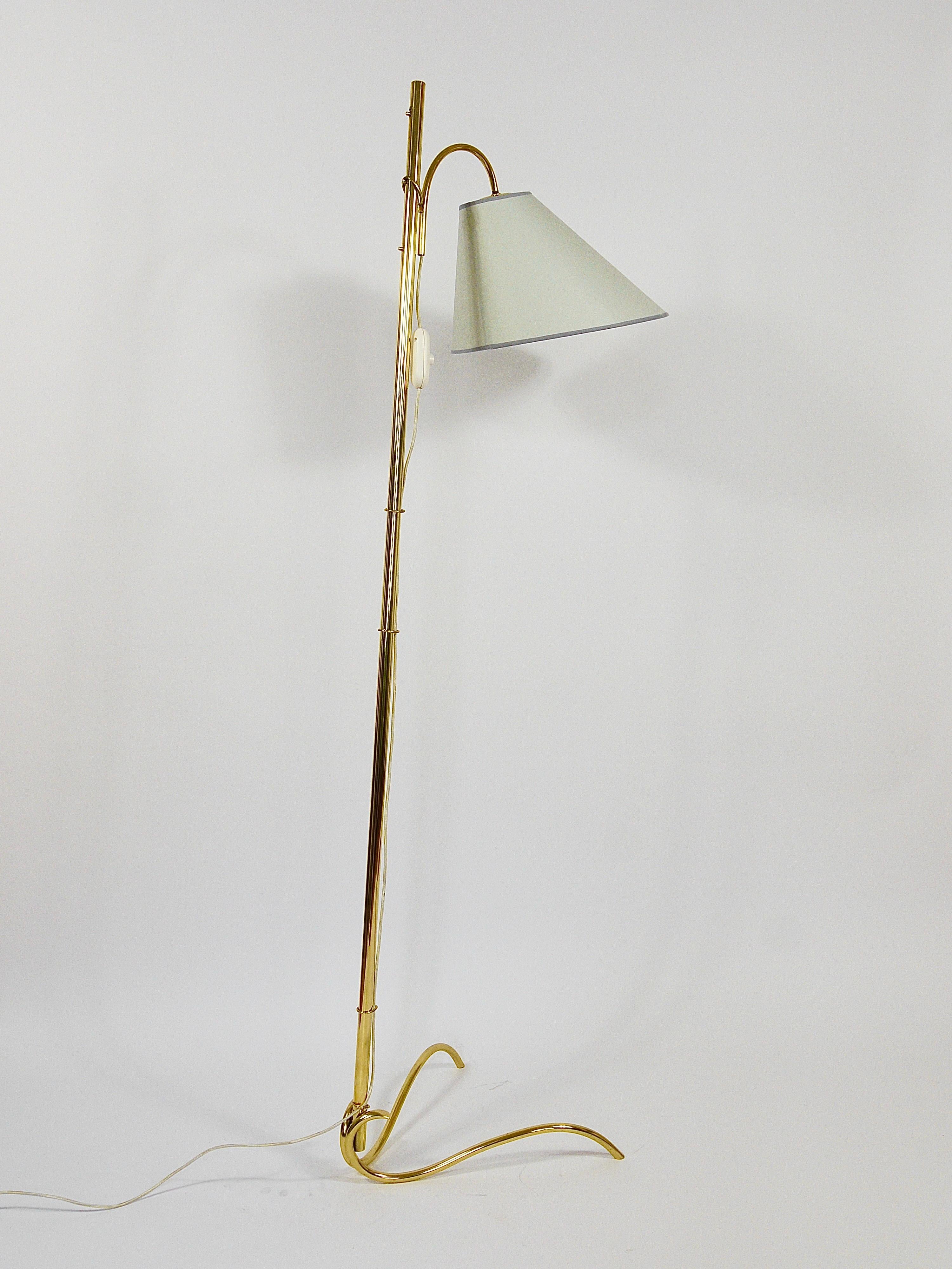 Rupert Nikoll Adjustable Dornstab Mid Century Brass Floor Lamp, Austria, 1950s For Sale 9