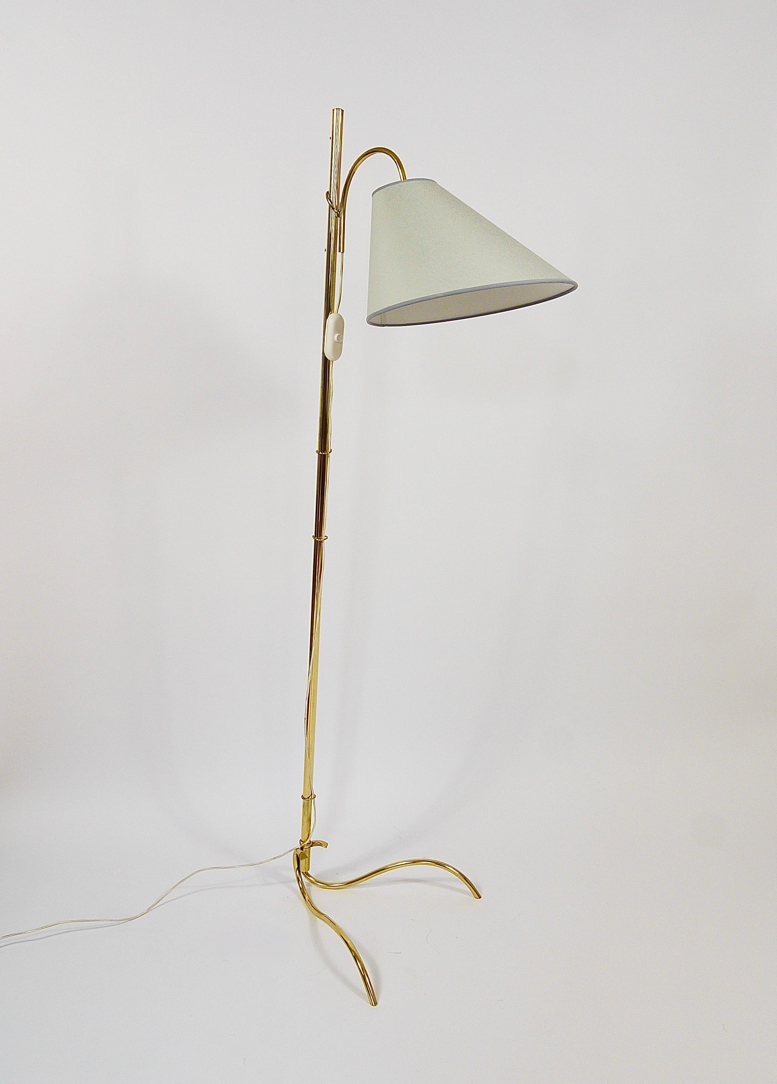Rupert Nikoll Adjustable Dornstab Mid Century Brass Floor Lamp, Austria, 1950s For Sale 10