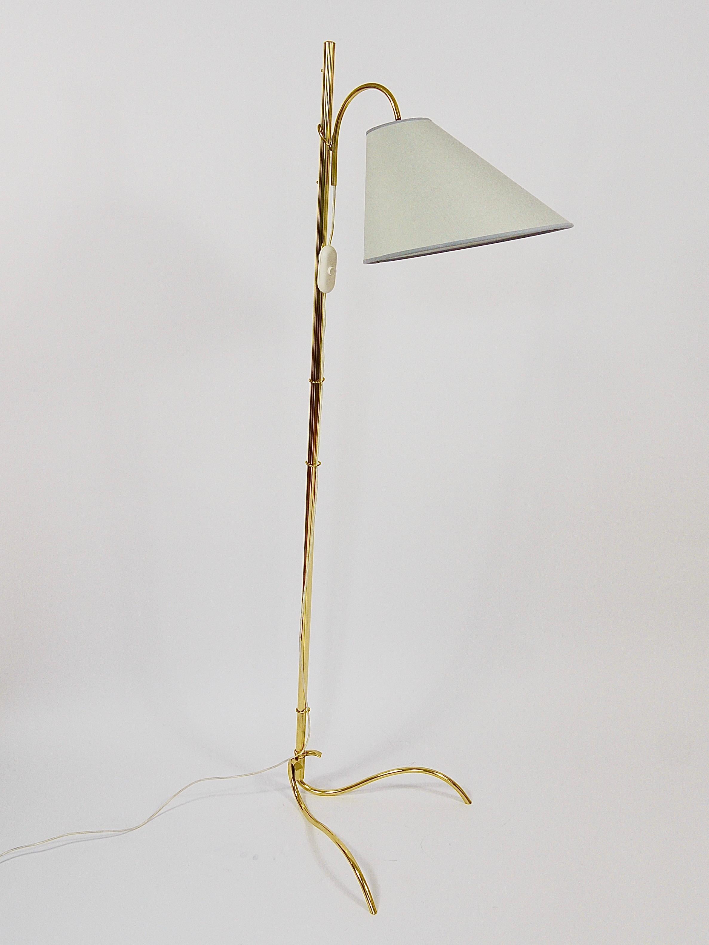Rupert Nikoll Adjustable Dornstab Mid Century Brass Floor Lamp, Austria, 1950s For Sale 11