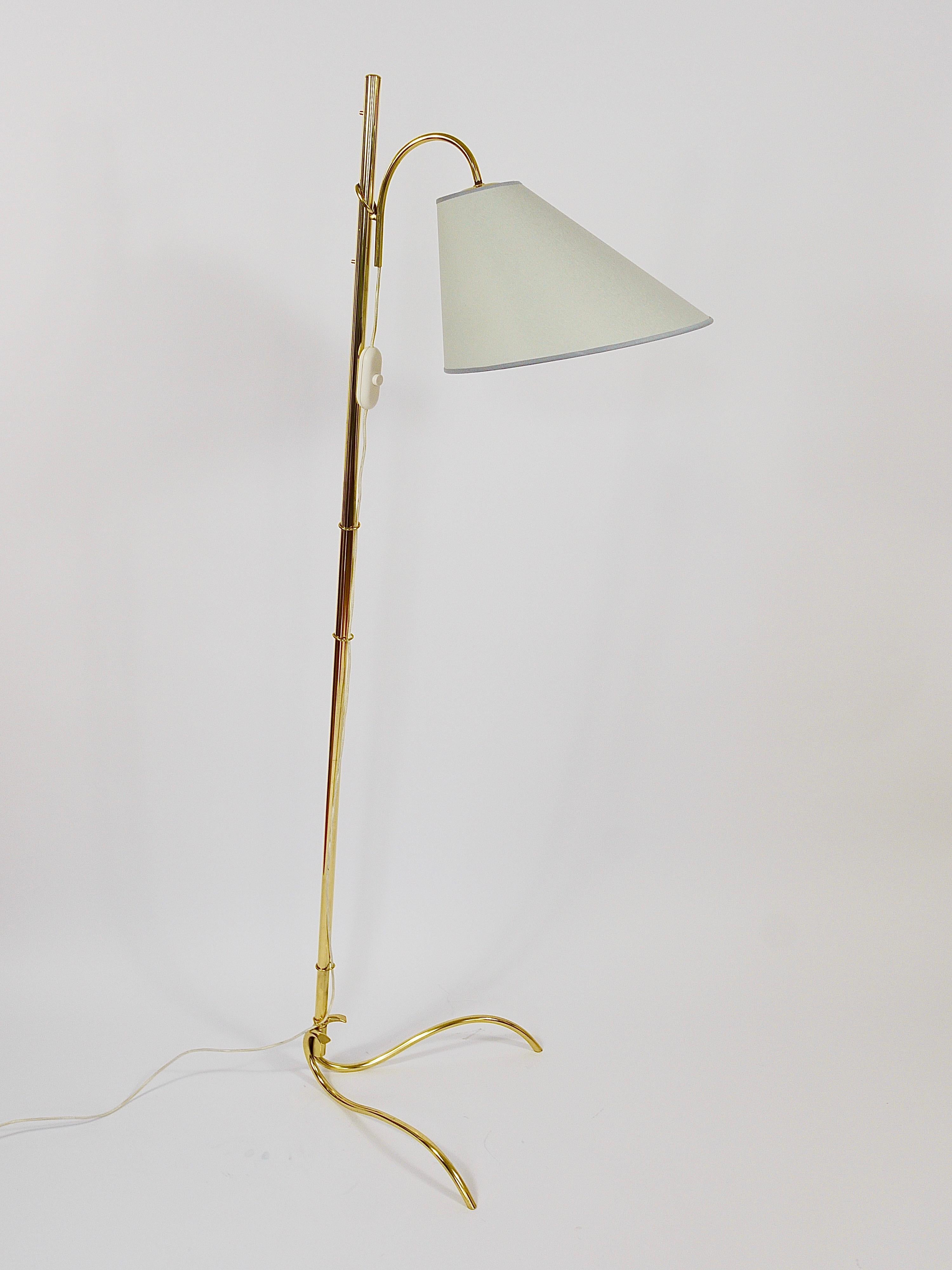 Rupert Nikoll Adjustable Dornstab Mid Century Brass Floor Lamp, Austria, 1950s For Sale 12