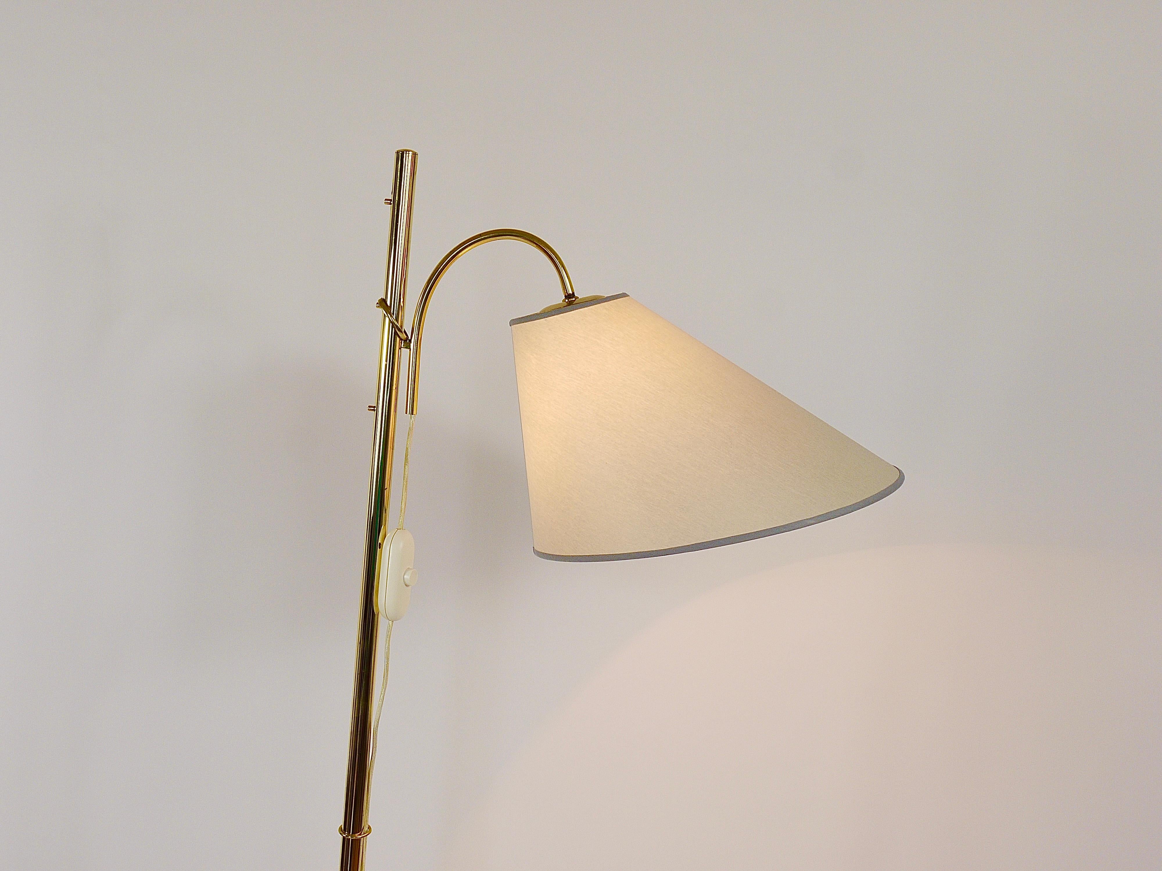 Rupert Nikoll Adjustable Dornstab Mid Century Brass Floor Lamp, Austria, 1950s For Sale 13