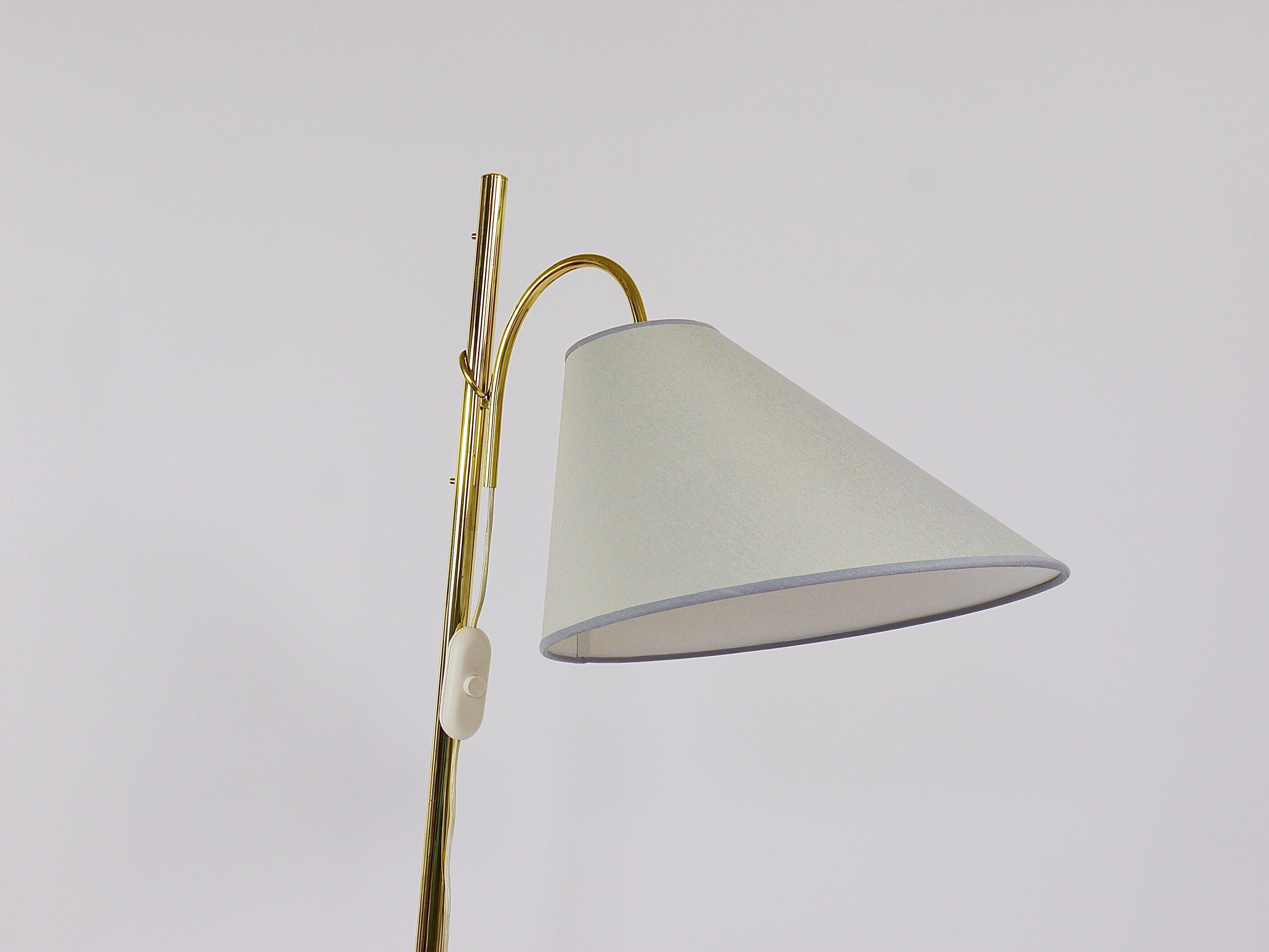 Rupert Nikoll Adjustable Dornstab Mid Century Brass Floor Lamp, Austria, 1950s For Sale 14