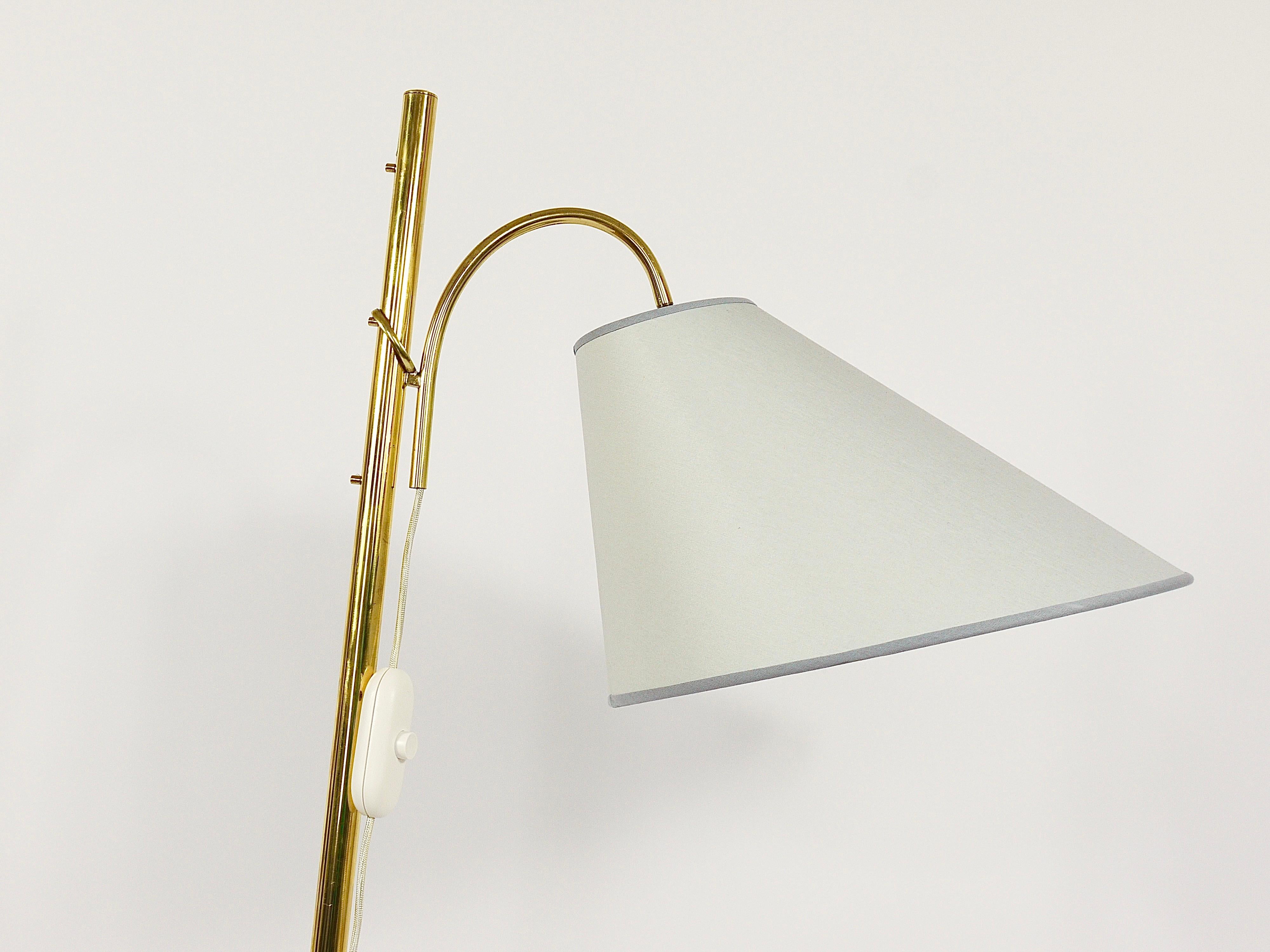 Mid-Century Modern Rupert Nikoll Adjustable Dornstab Mid Century Brass Floor Lamp, Austria, 1950s For Sale