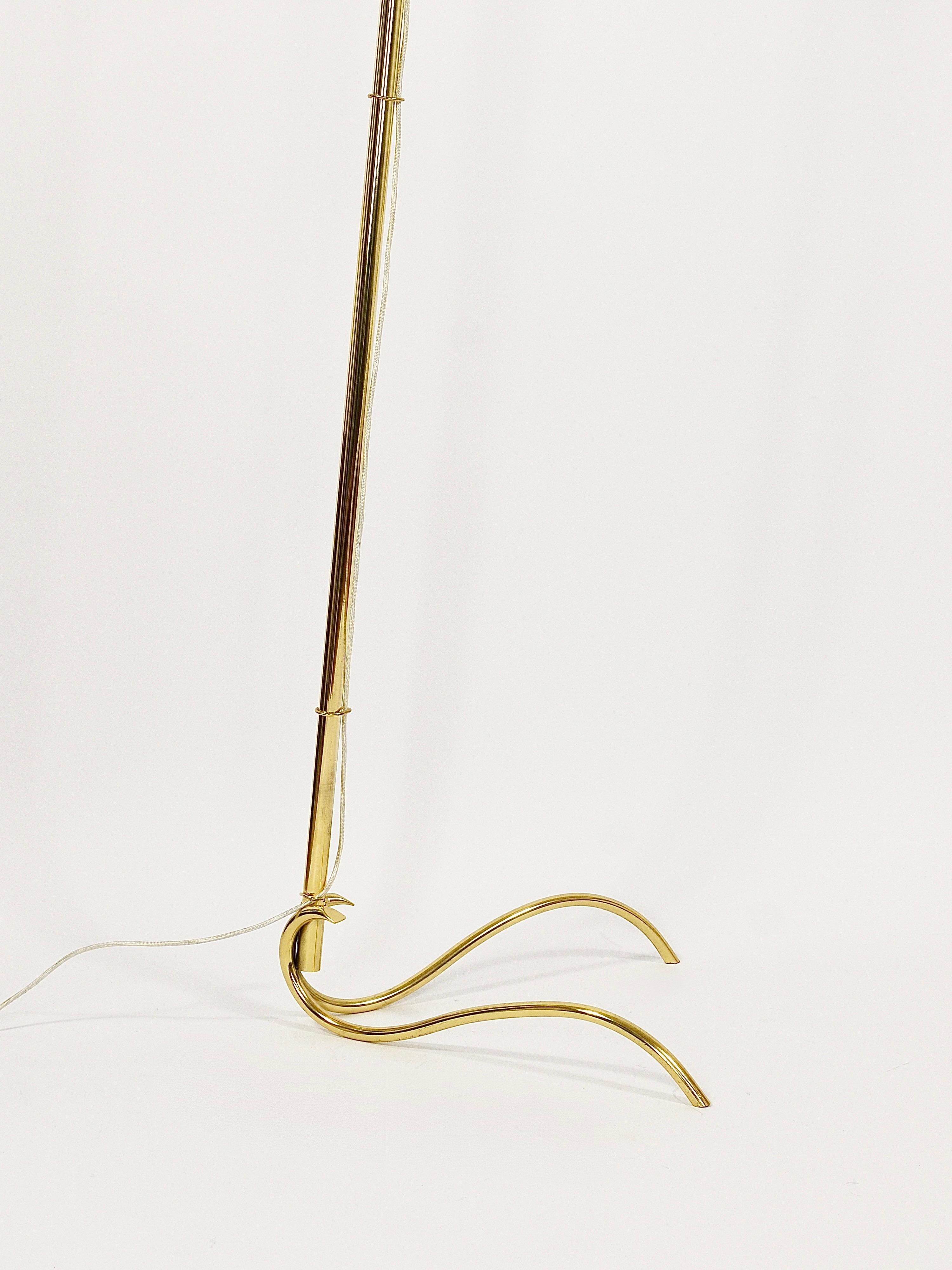 Austrian Rupert Nikoll Adjustable Dornstab Mid Century Brass Floor Lamp, Austria, 1950s For Sale