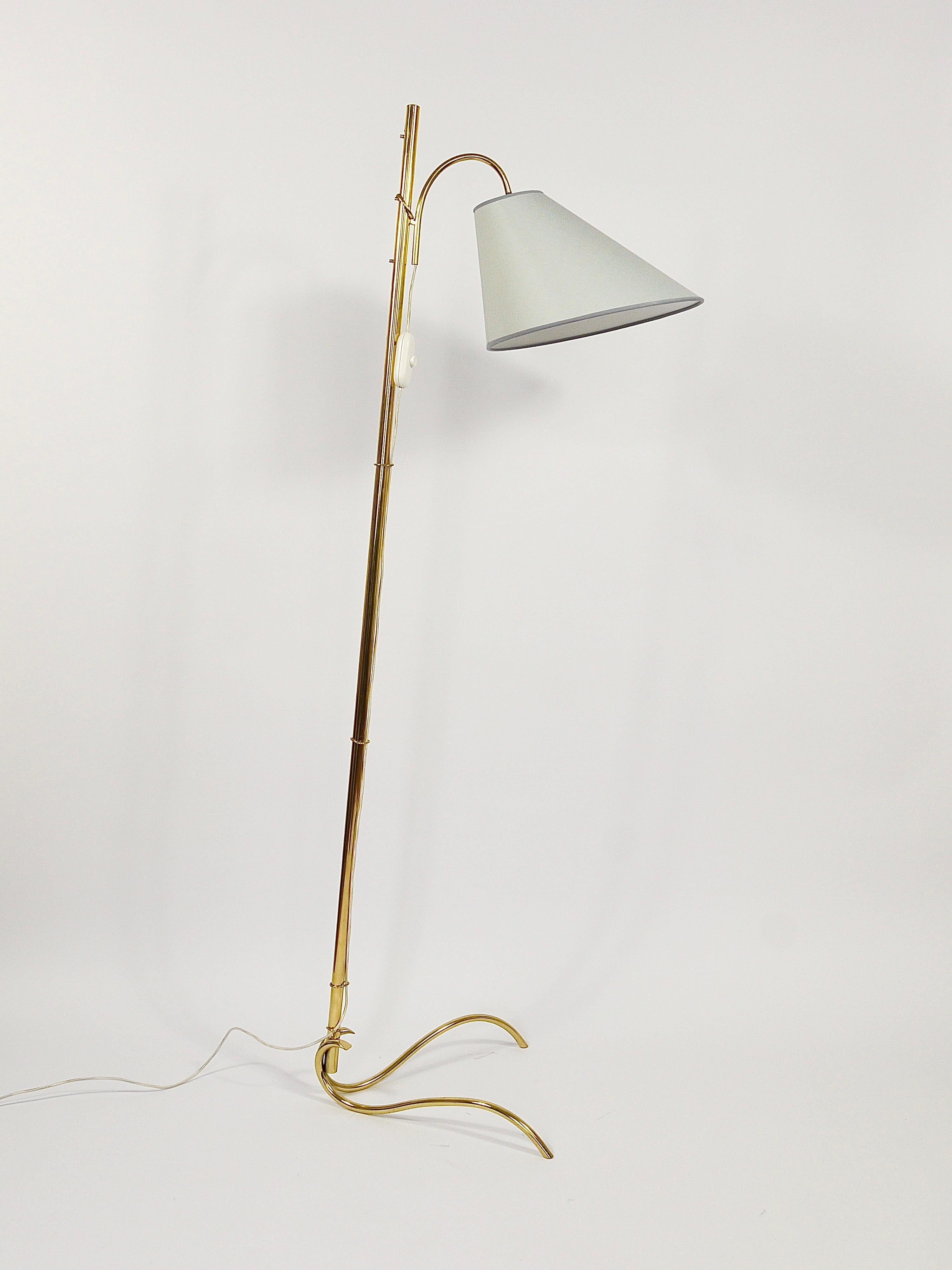 Rupert Nikoll Adjustable Dornstab Mid Century Brass Floor Lamp, Austria, 1950s For Sale 1