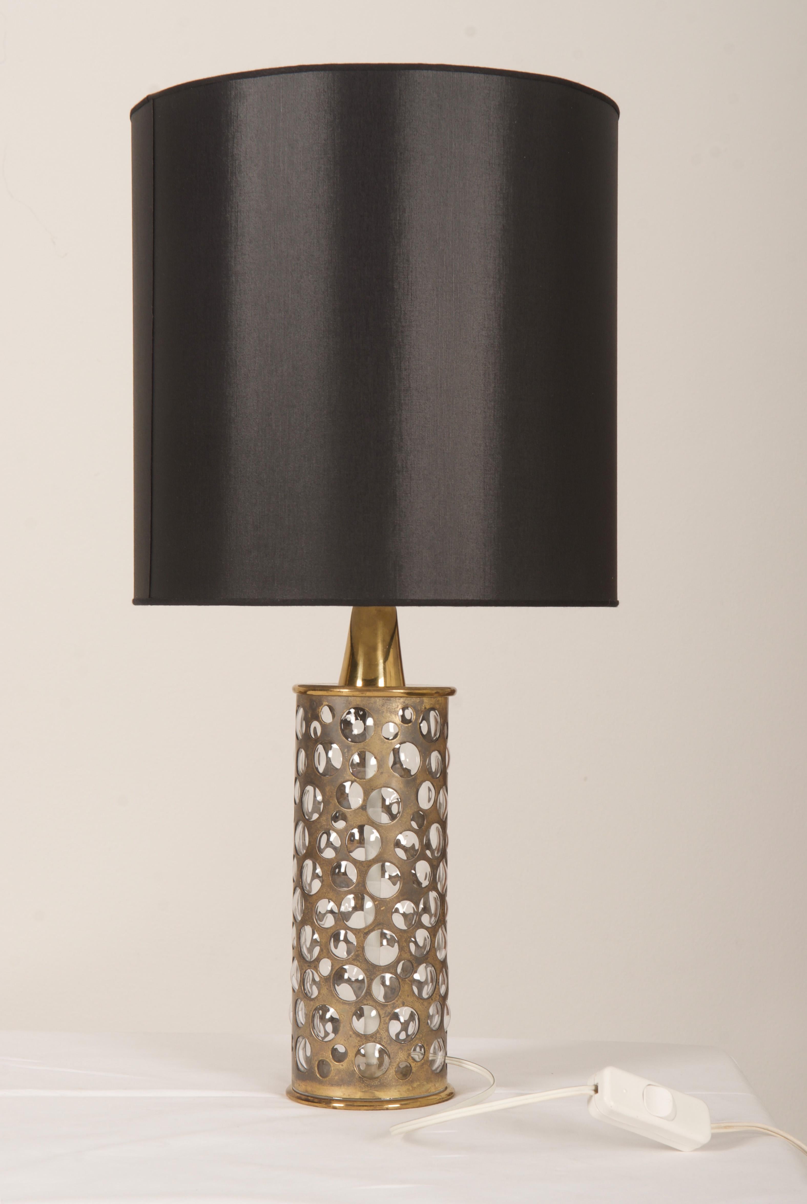 Rupert Nikoll Brass and Bubble Glass Table Lamp For Sale 4