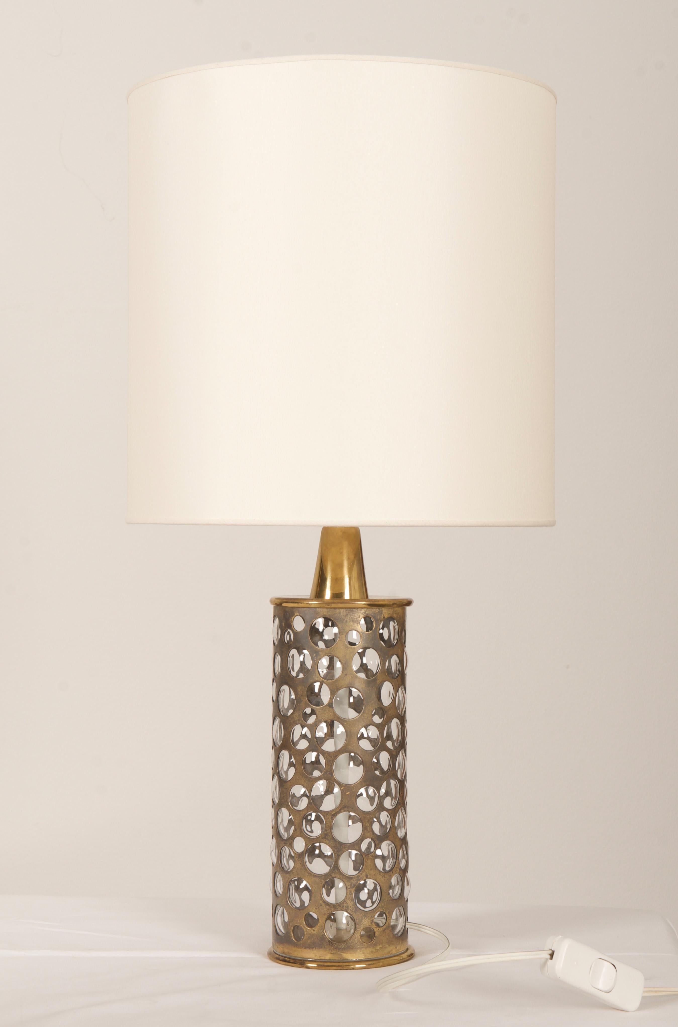 Rupert Nikoll Brass and Bubble Glass Table Lamp For Sale 5