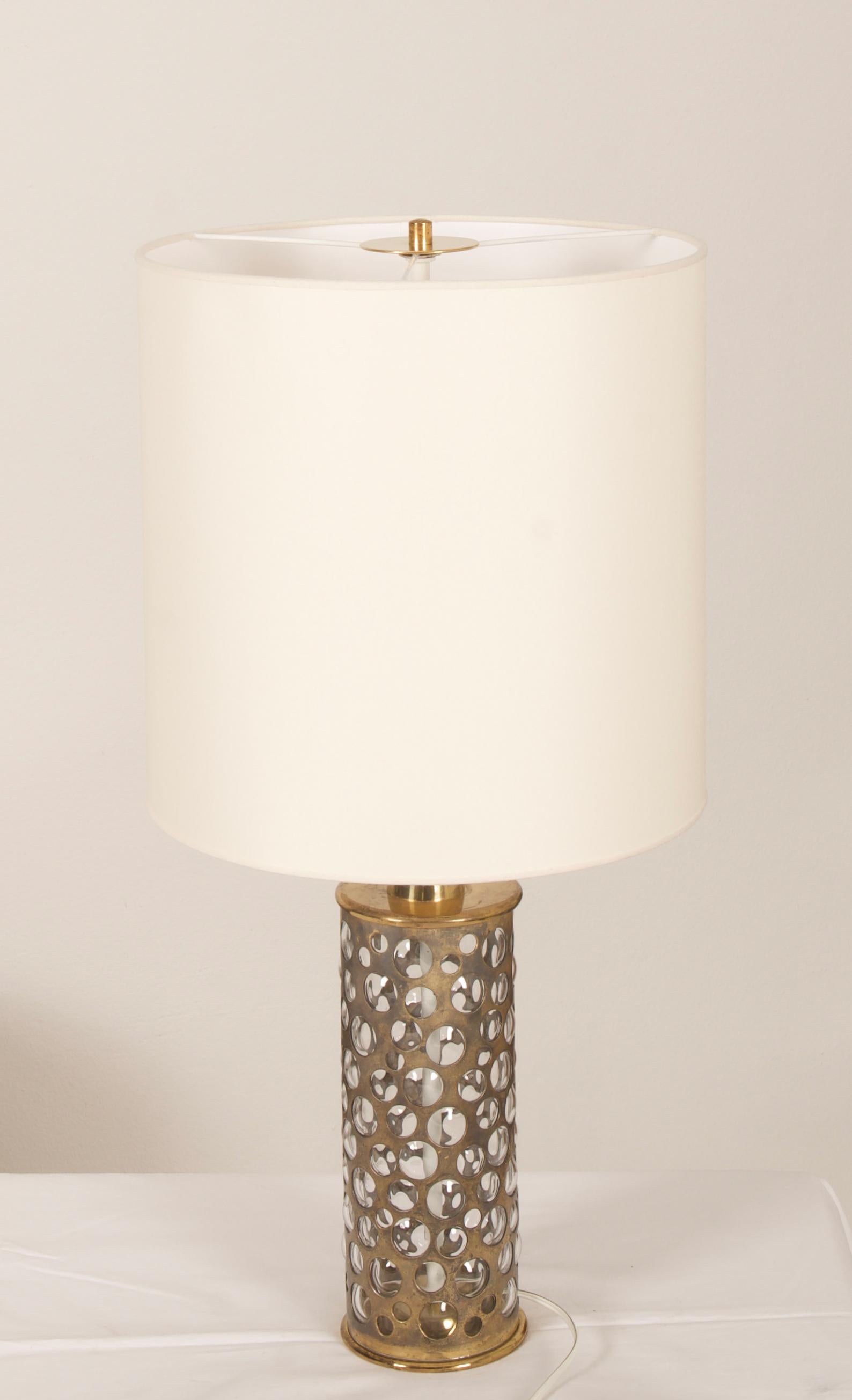 Rupert Nikoll Brass and Bubble Glass Table Lamp For Sale 6