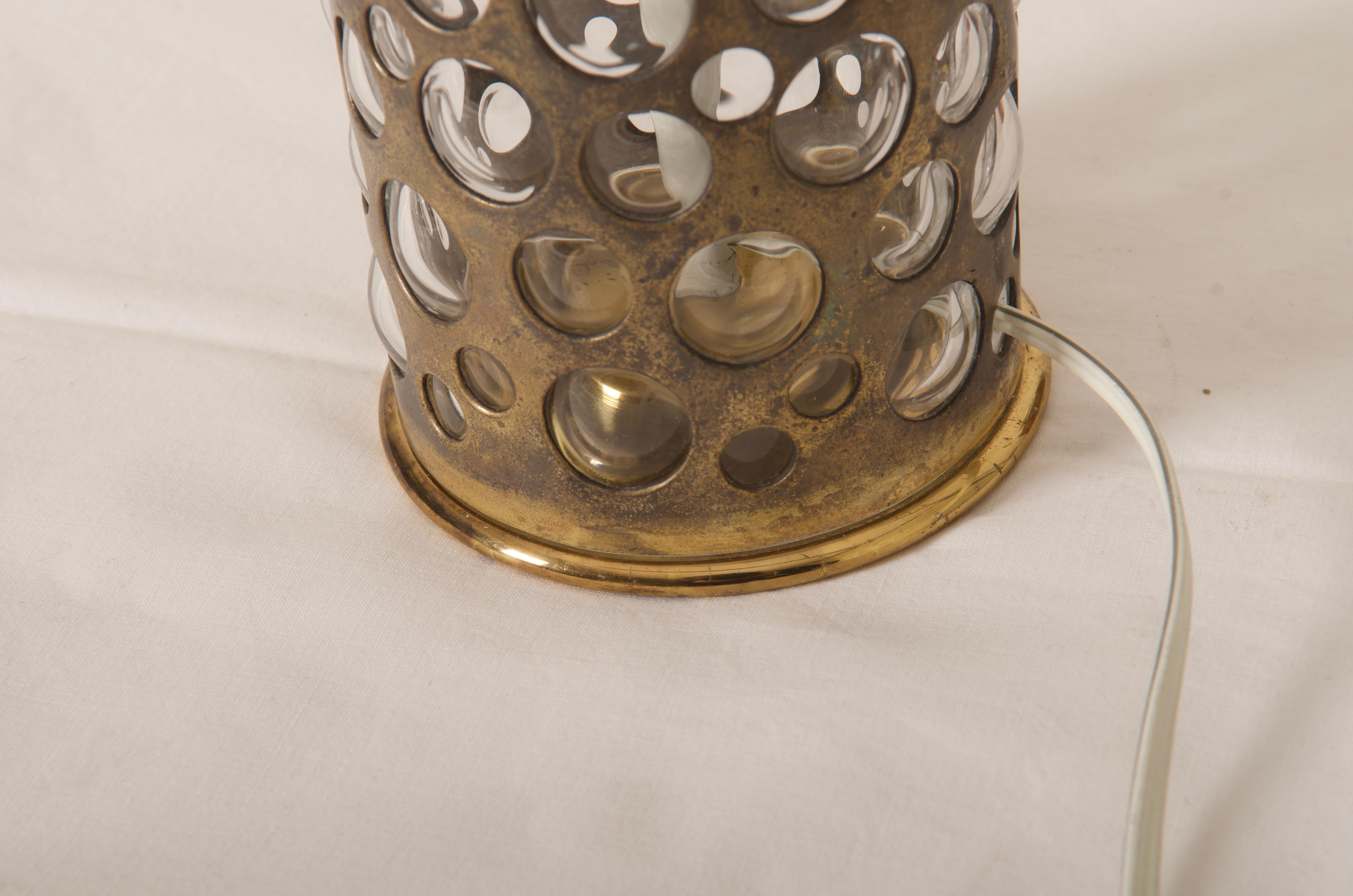 Rupert Nikoll Brass and Bubble Glass Table Lamp In Good Condition For Sale In Vienna, AT