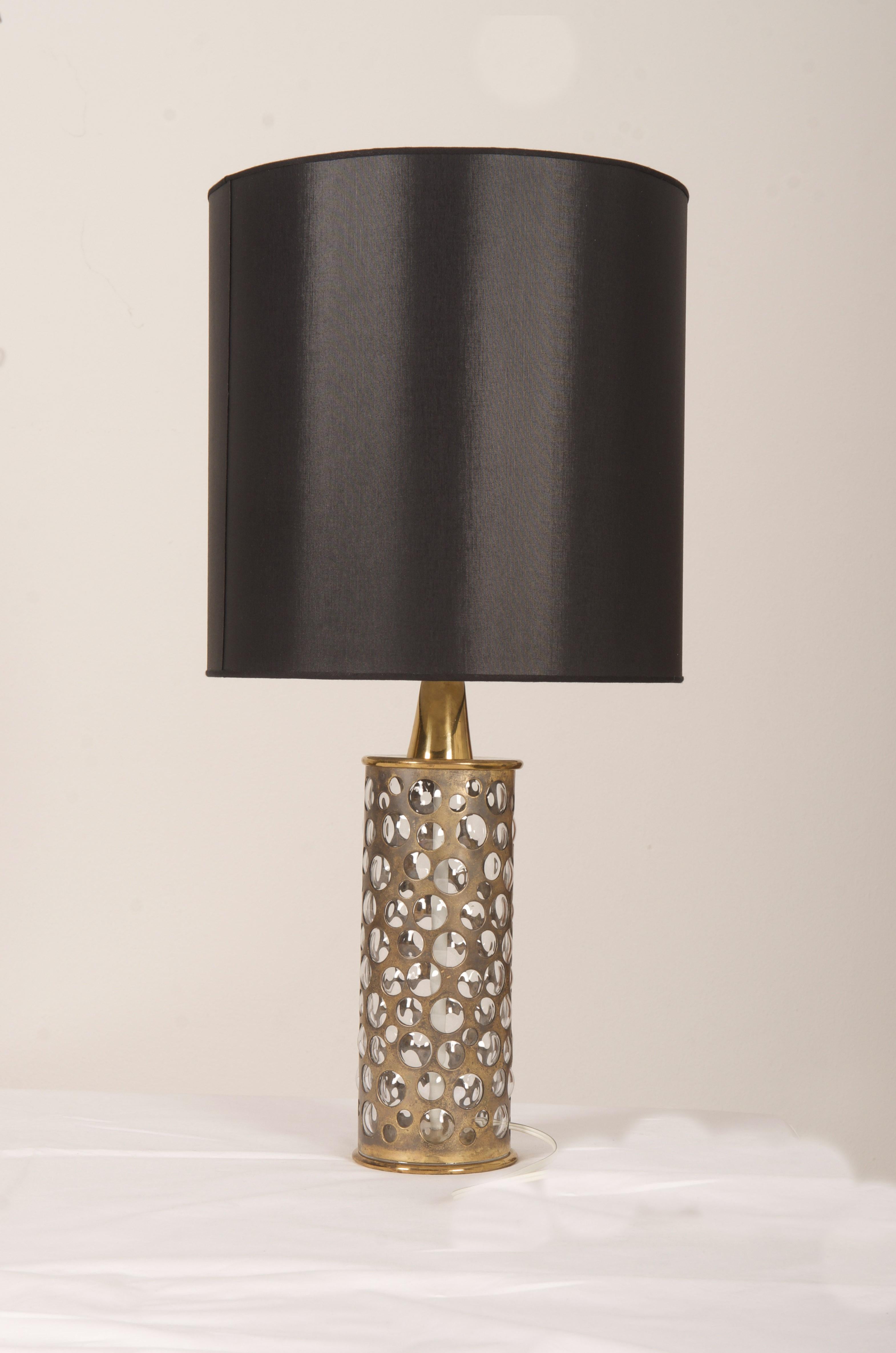 Rupert Nikoll Brass and Bubble Glass Table Lamp For Sale 3