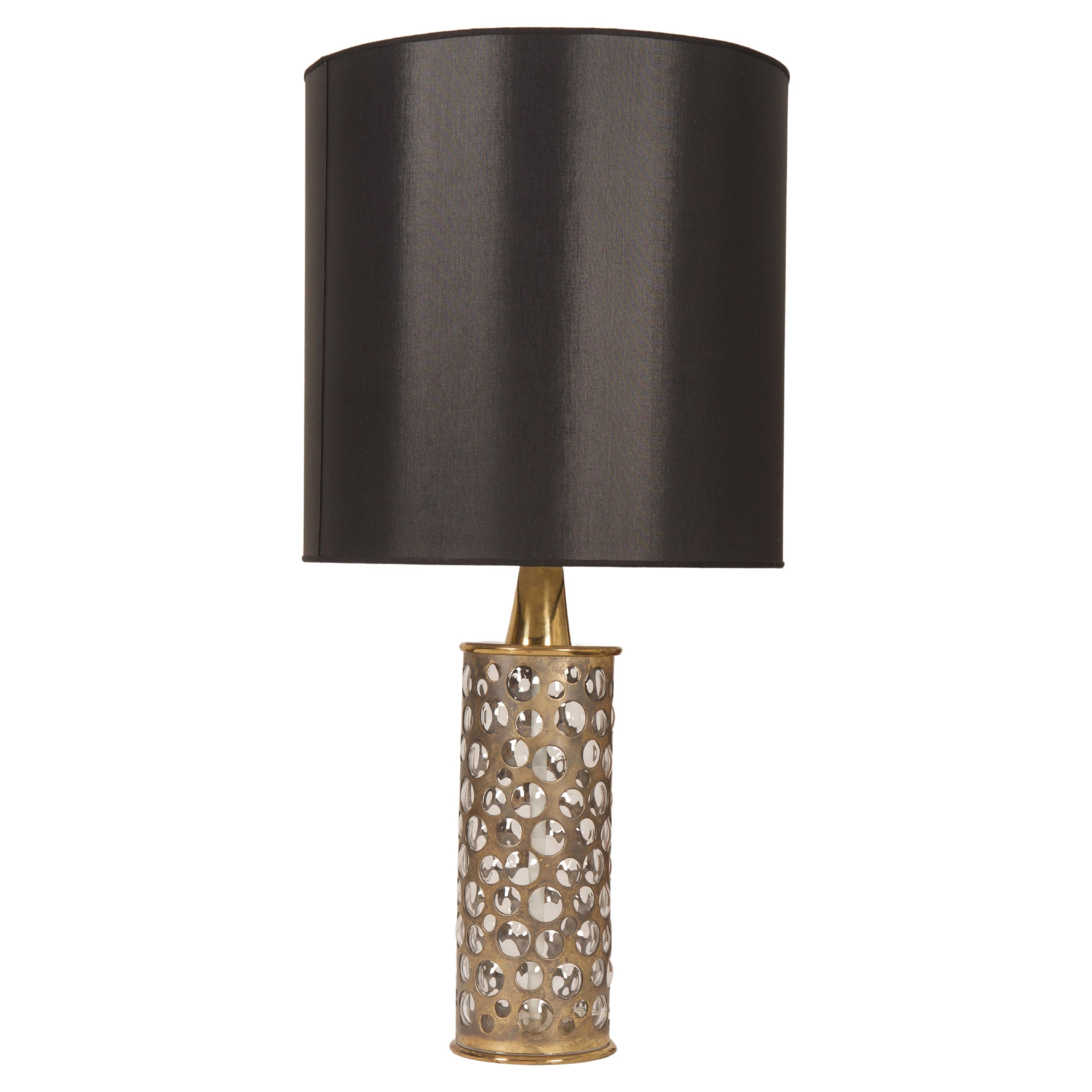 Rupert Nikoll Brass and Bubble Glass Table Lamp For Sale