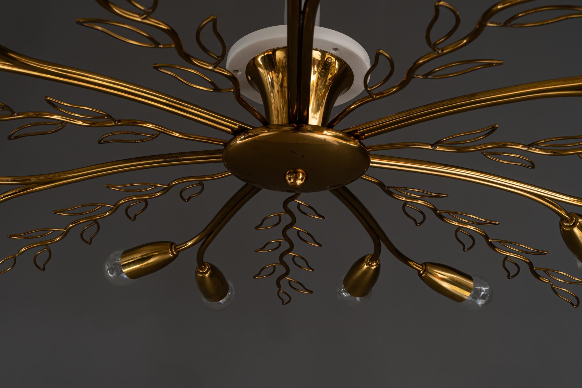 Brass Rupert Nikoll ceiling lamp vienna around 1960 For Sale