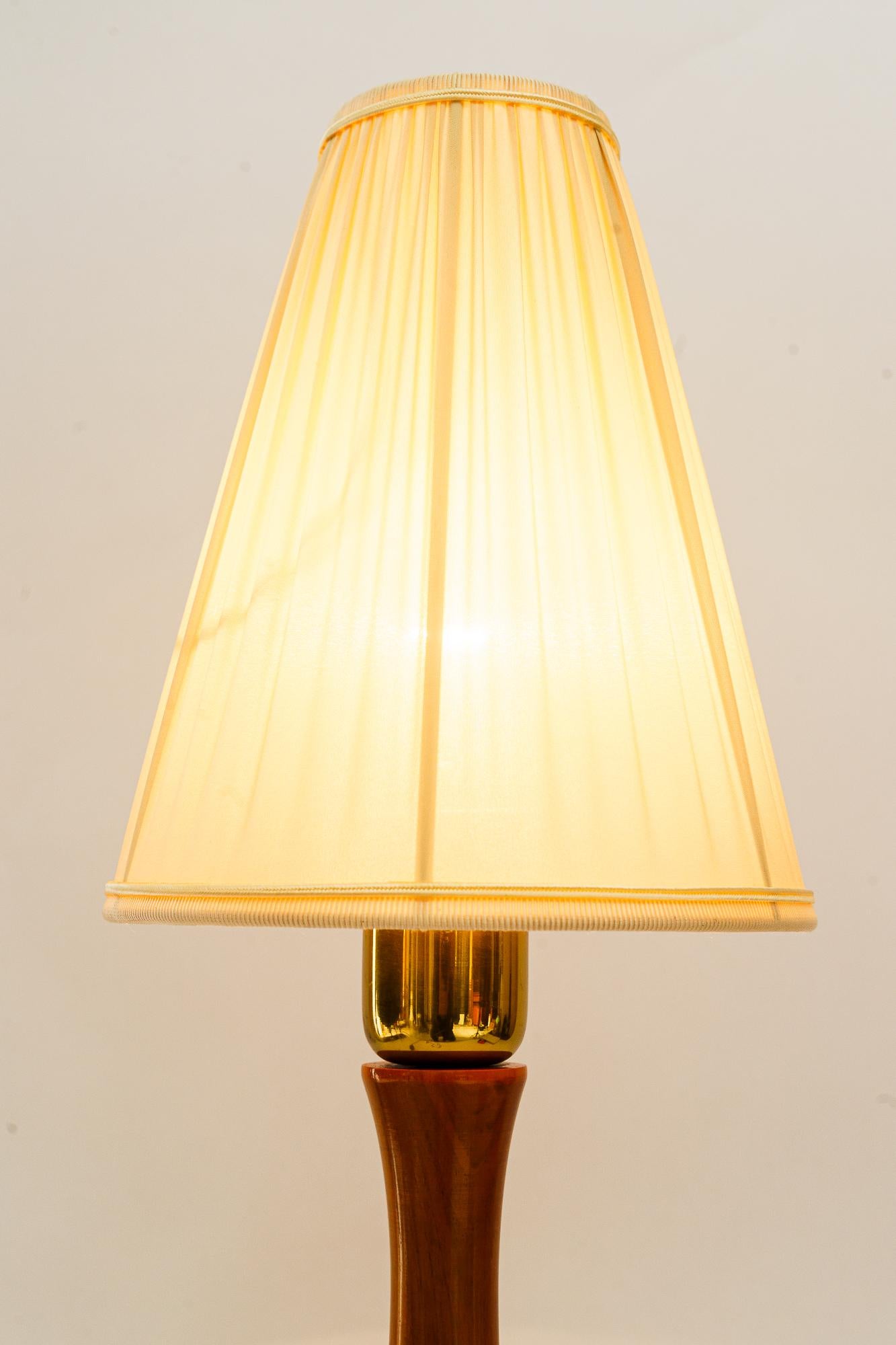 Rupert Nikoll cerry wood table lamp with fabric shade vienna around 1950s 3