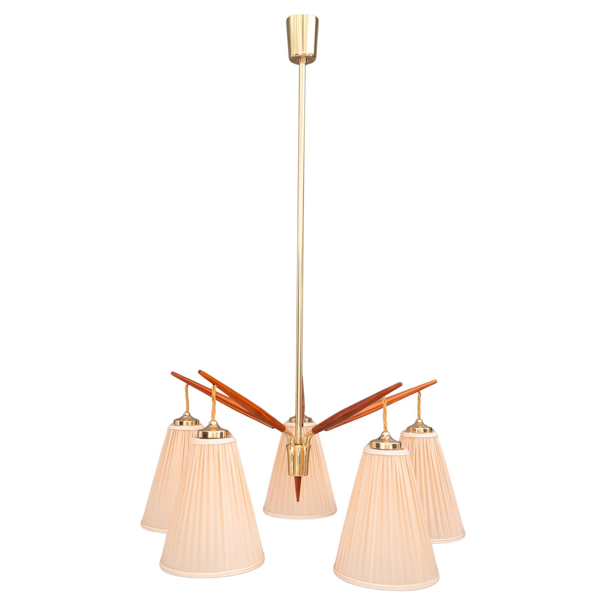 Rupert Nikoll chandelier with fabric shades vienna around 1950s