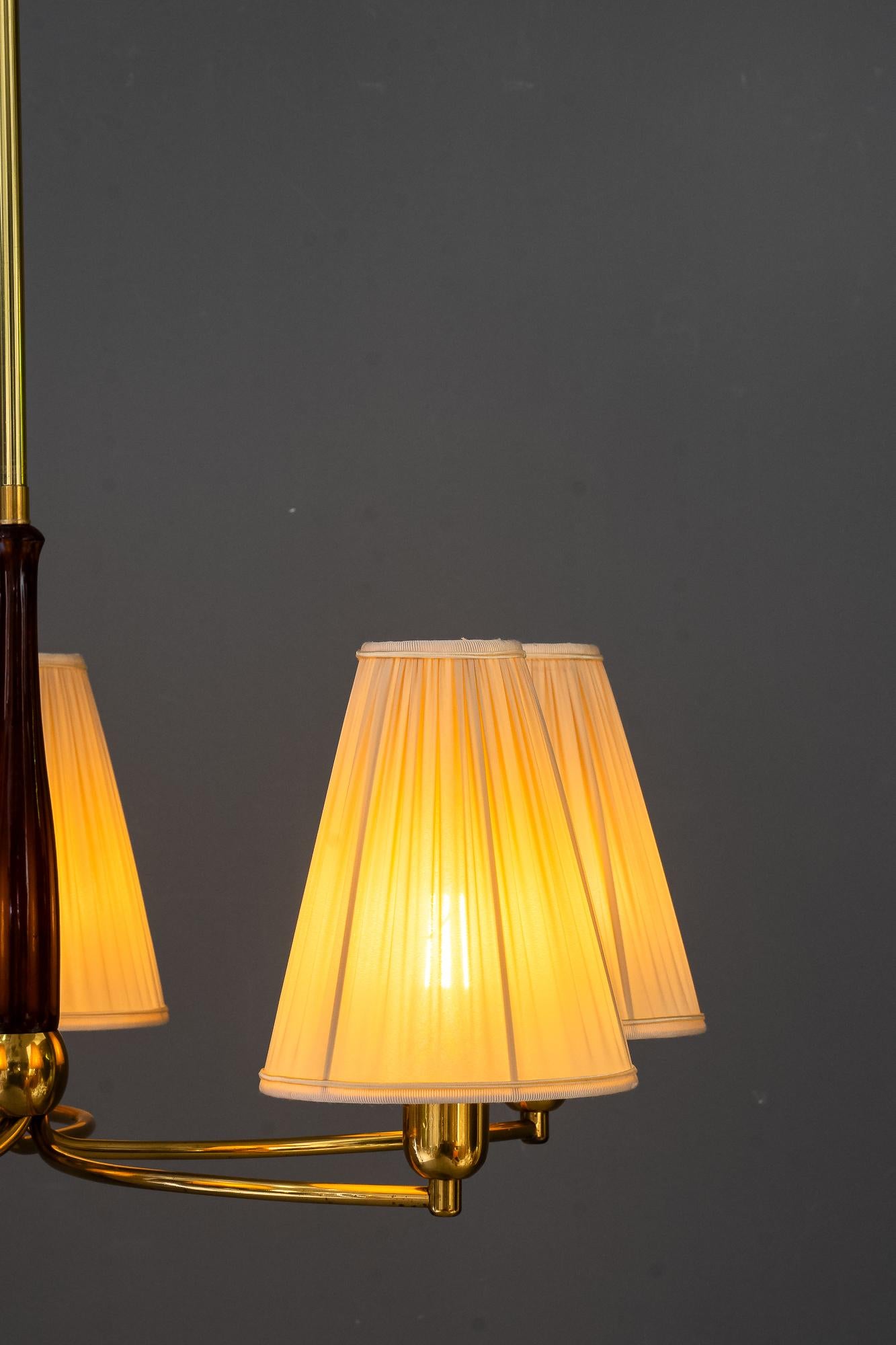 Rupert Nikoll chandelier with fabric shades vienna around 1960s 3