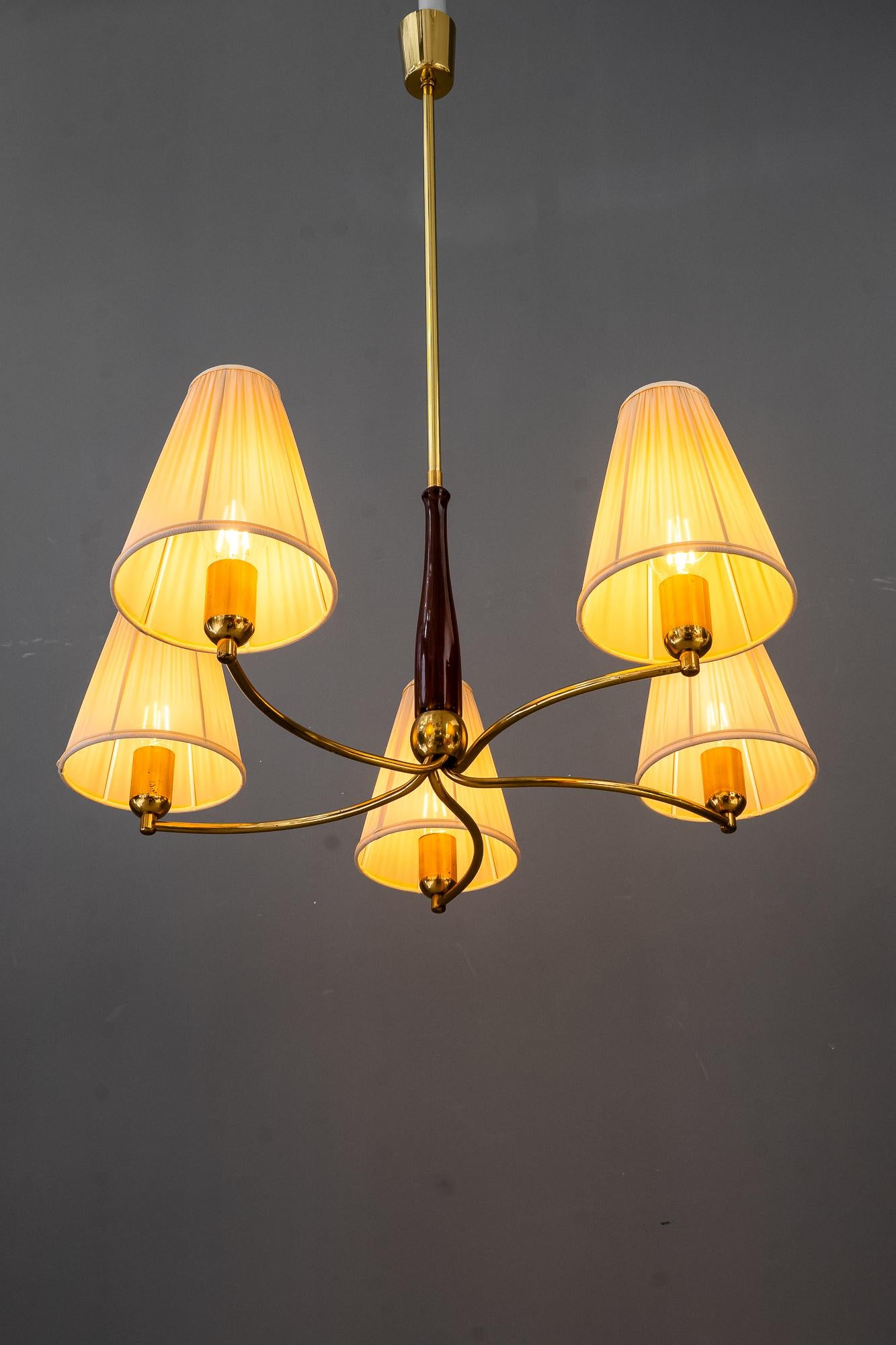 Rupert Nikoll chandelier with fabric shades vienna around 1960s 4