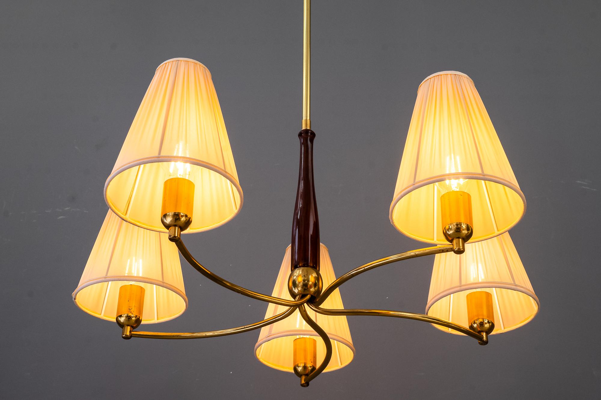 Rupert Nikoll chandelier with fabric shades vienna around 1960s 5