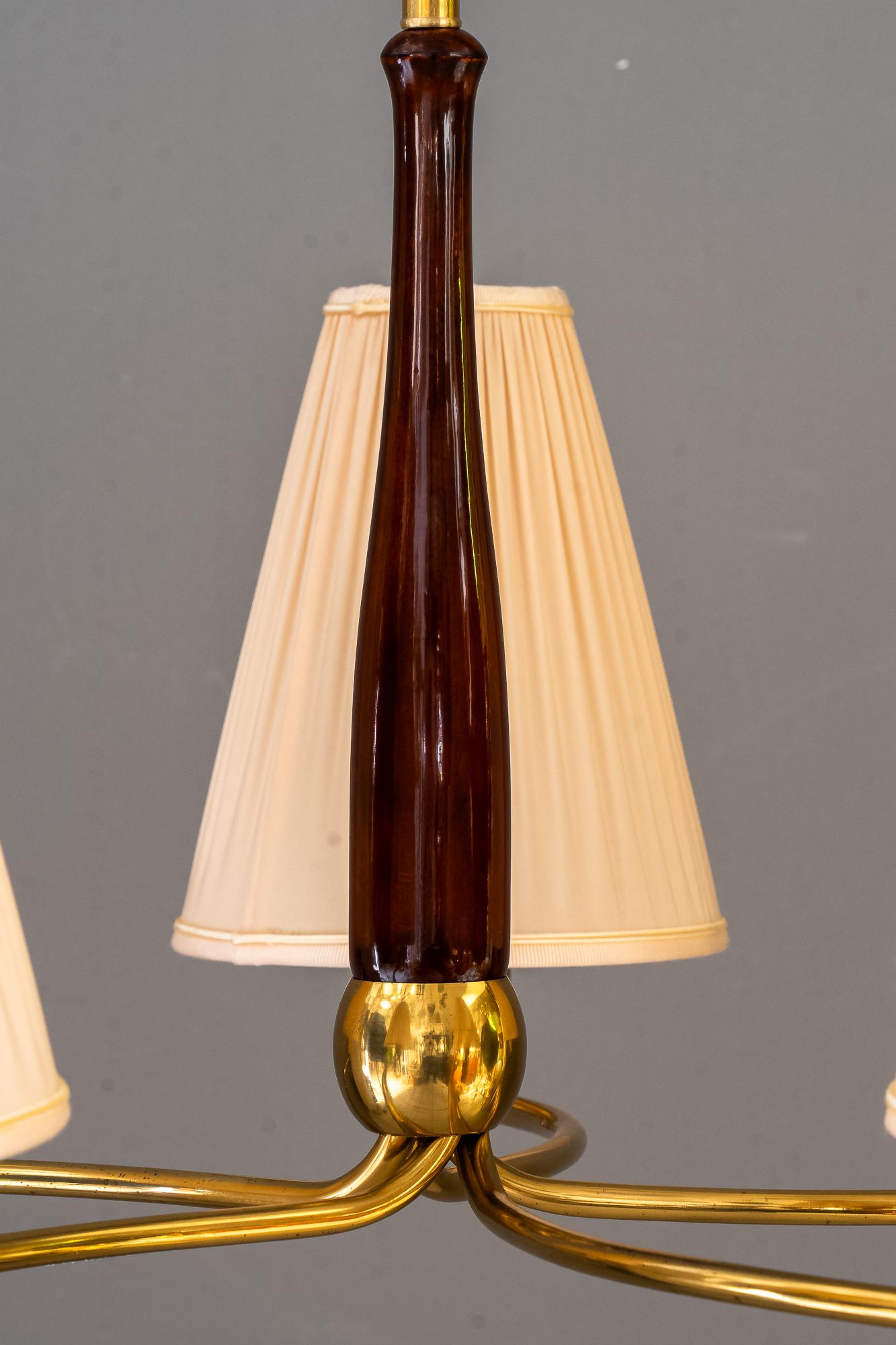 Austrian Rupert Nikoll chandelier with fabric shades vienna around 1960s