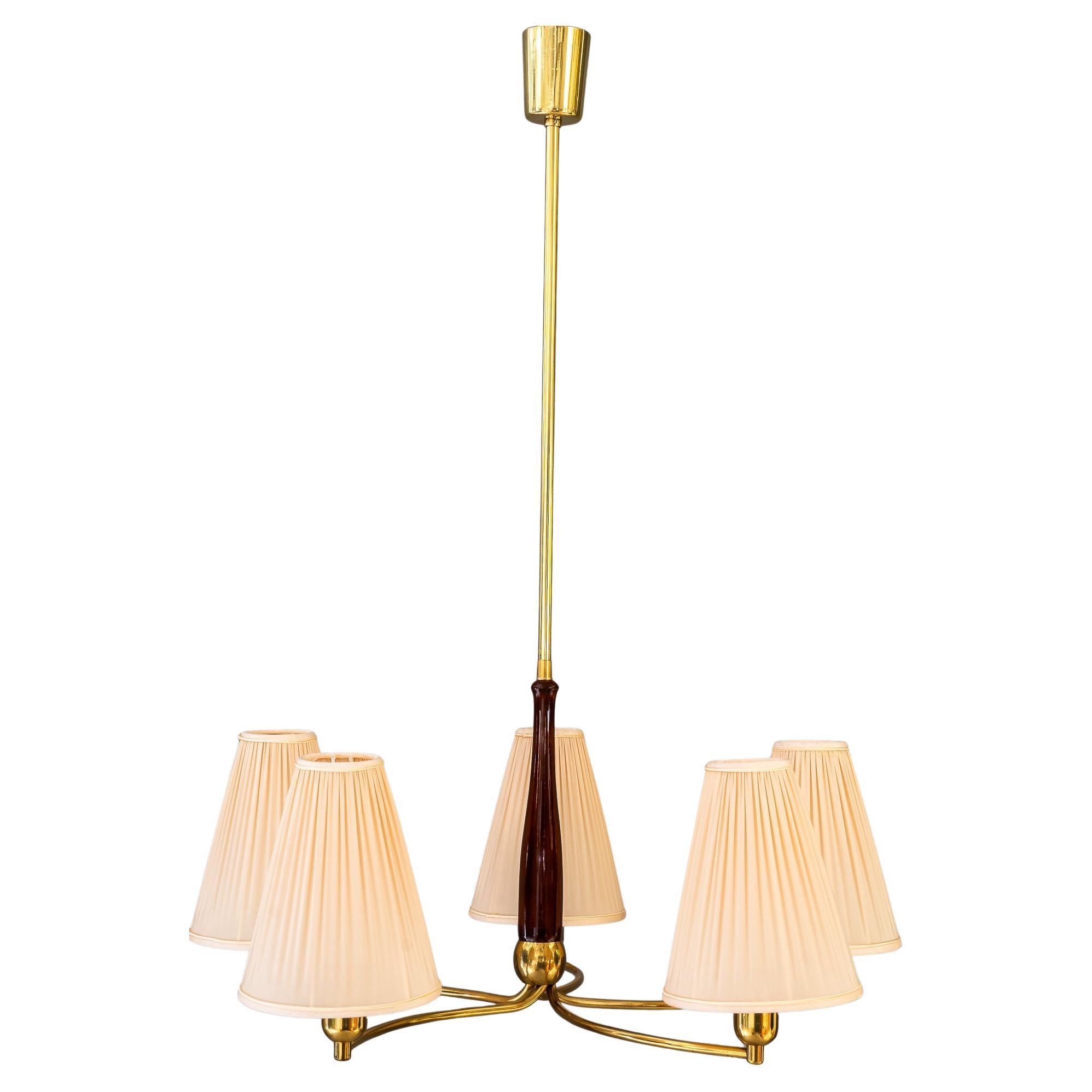 Rupert Nikoll chandelier with fabric shades vienna around 1960s