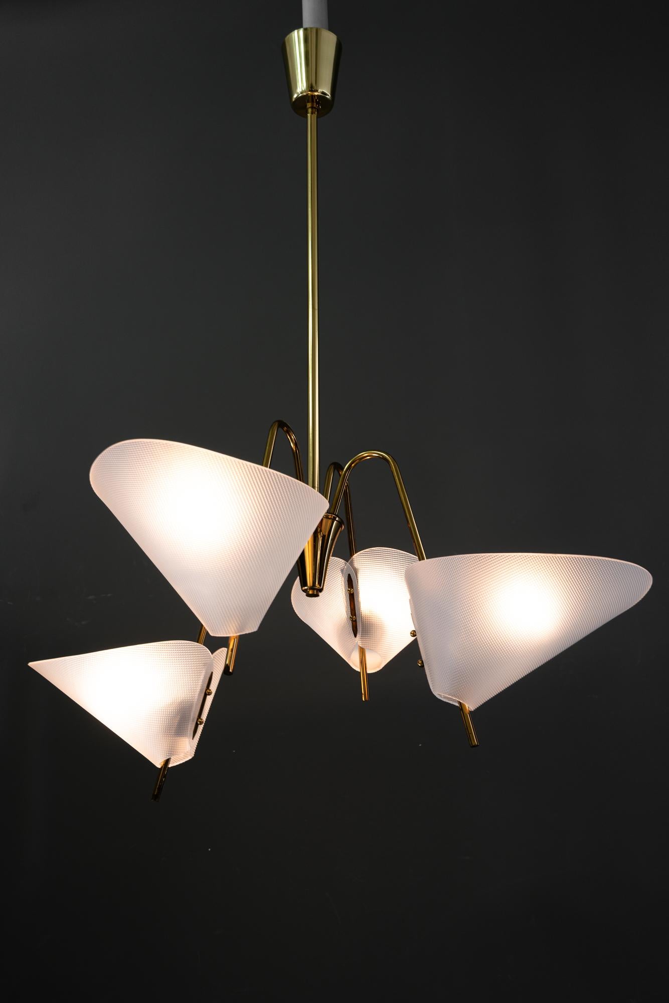 Rupert Nikoll lámpara de araña con pantallas de lucita viena hacia 1960 en venta 13
