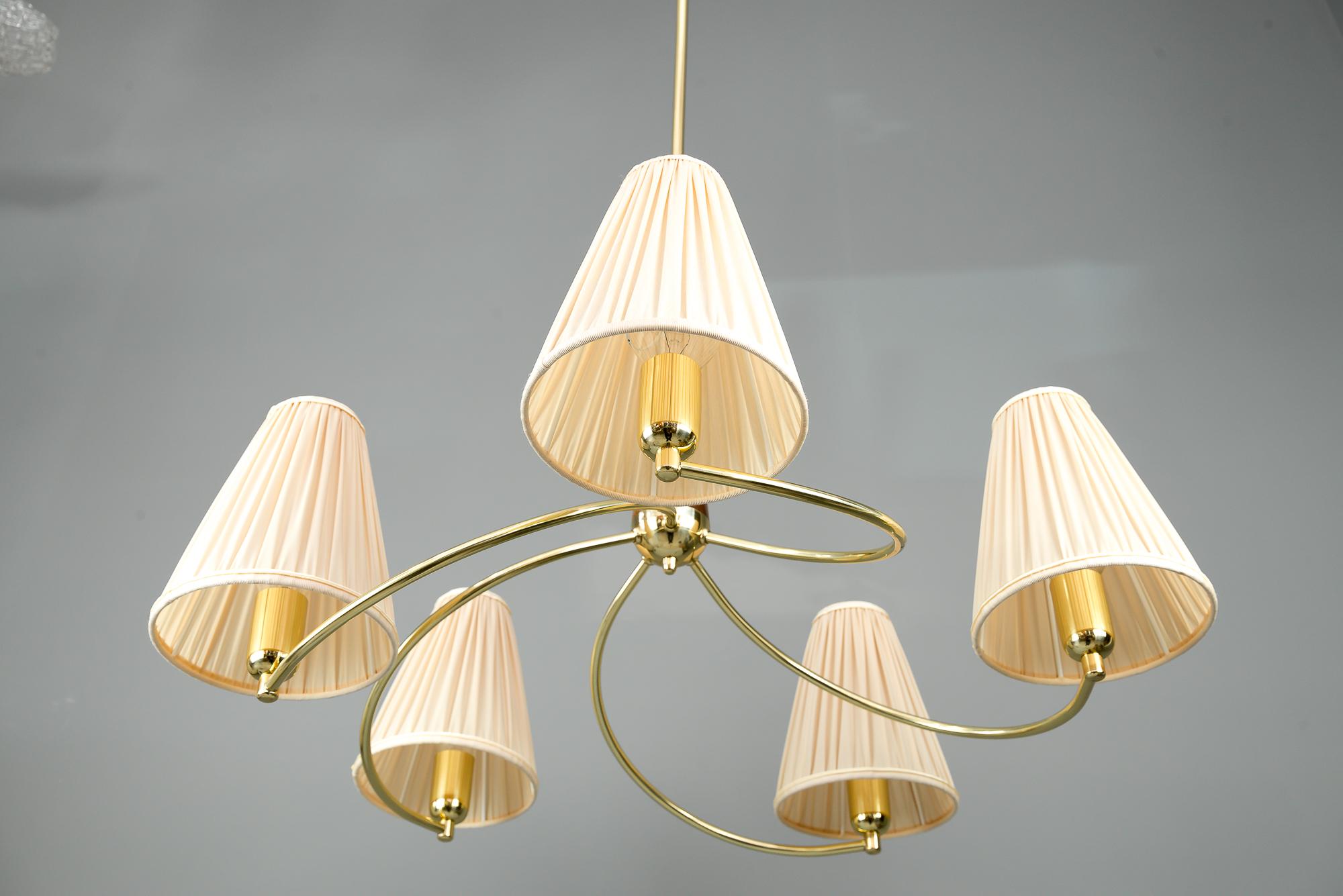 Lacquered Rupert Nikoll Chandelier with Nut Wood, circa 1950s