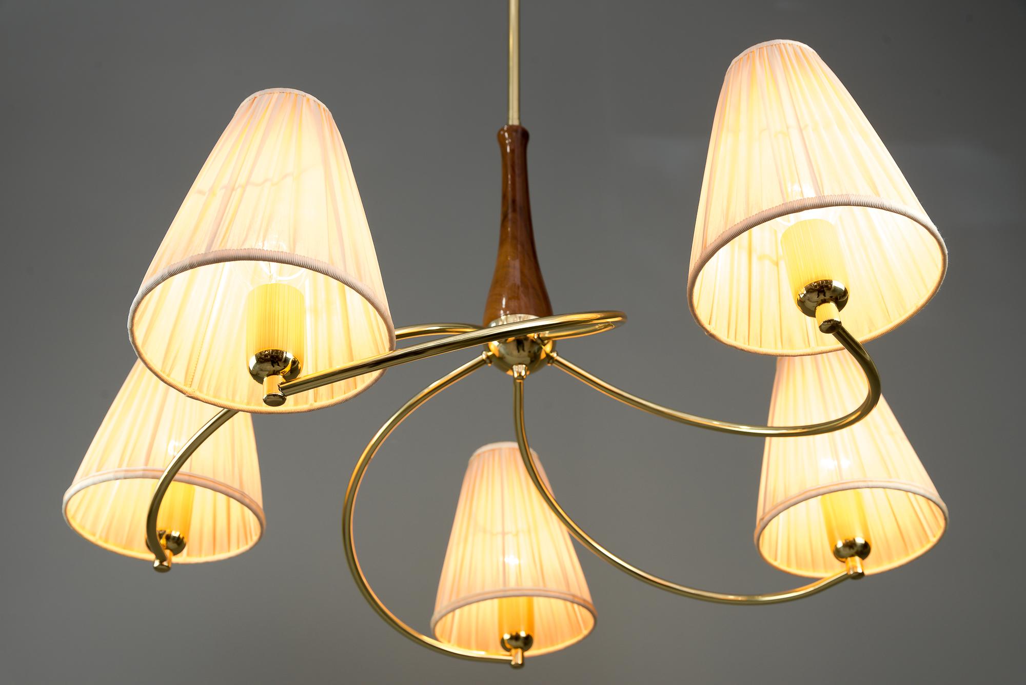 Mid-20th Century Rupert Nikoll Chandelier with Nut Wood, circa 1950s