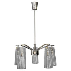 Lampadario Rupert Nikoll con paralumi originali in vetro Vienna, anni '60 circa