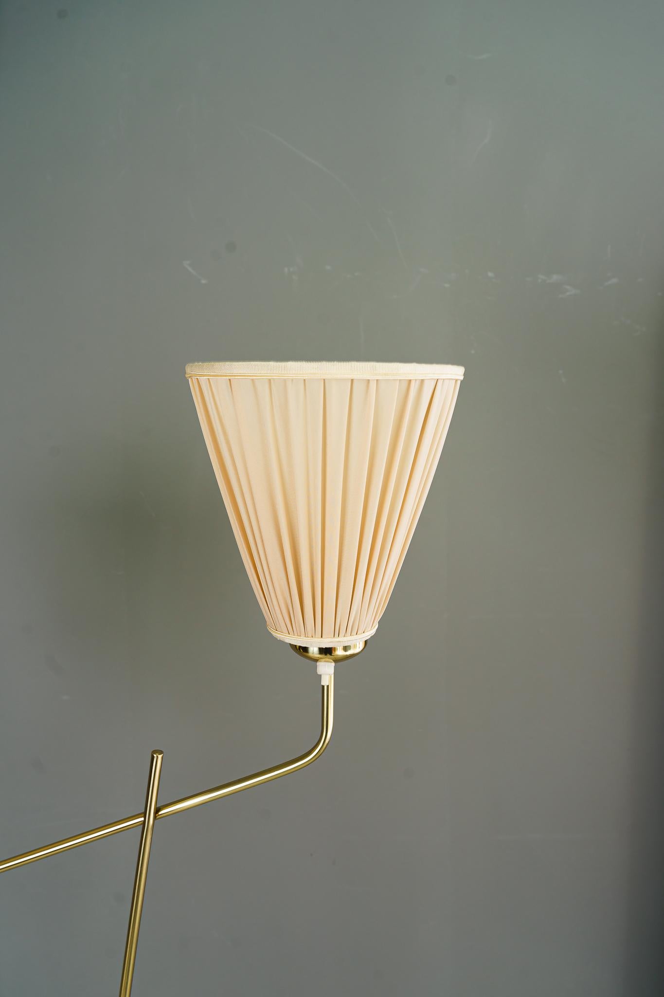 Mid-Century Modern Rupert Nikoll Floor Lamp Vienna Around 1950s with Fabric Shades For Sale