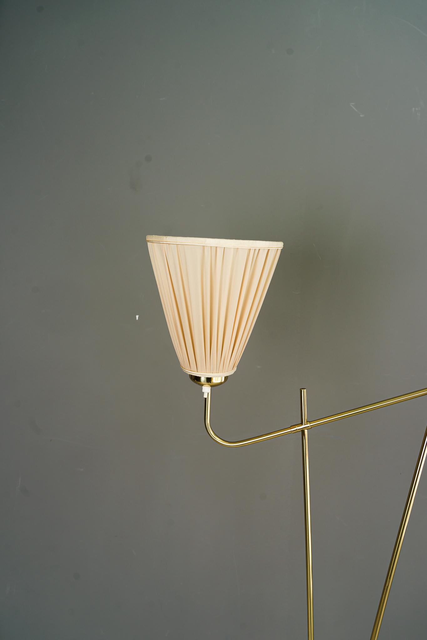 Austrian Rupert Nikoll Floor Lamp Vienna Around 1950s with Fabric Shades For Sale