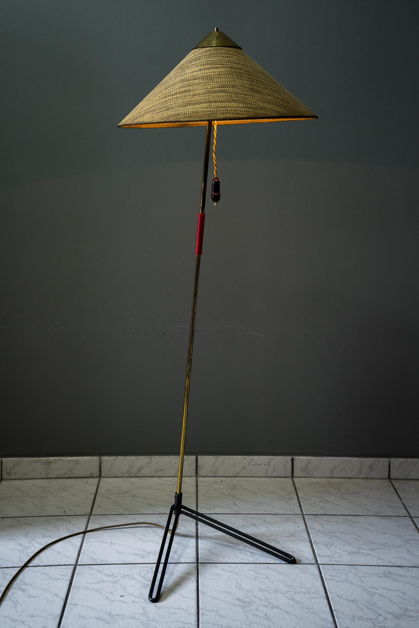 Rupert Nikoll Floor Lamp Vienna circa 1950s with Original Shade 5