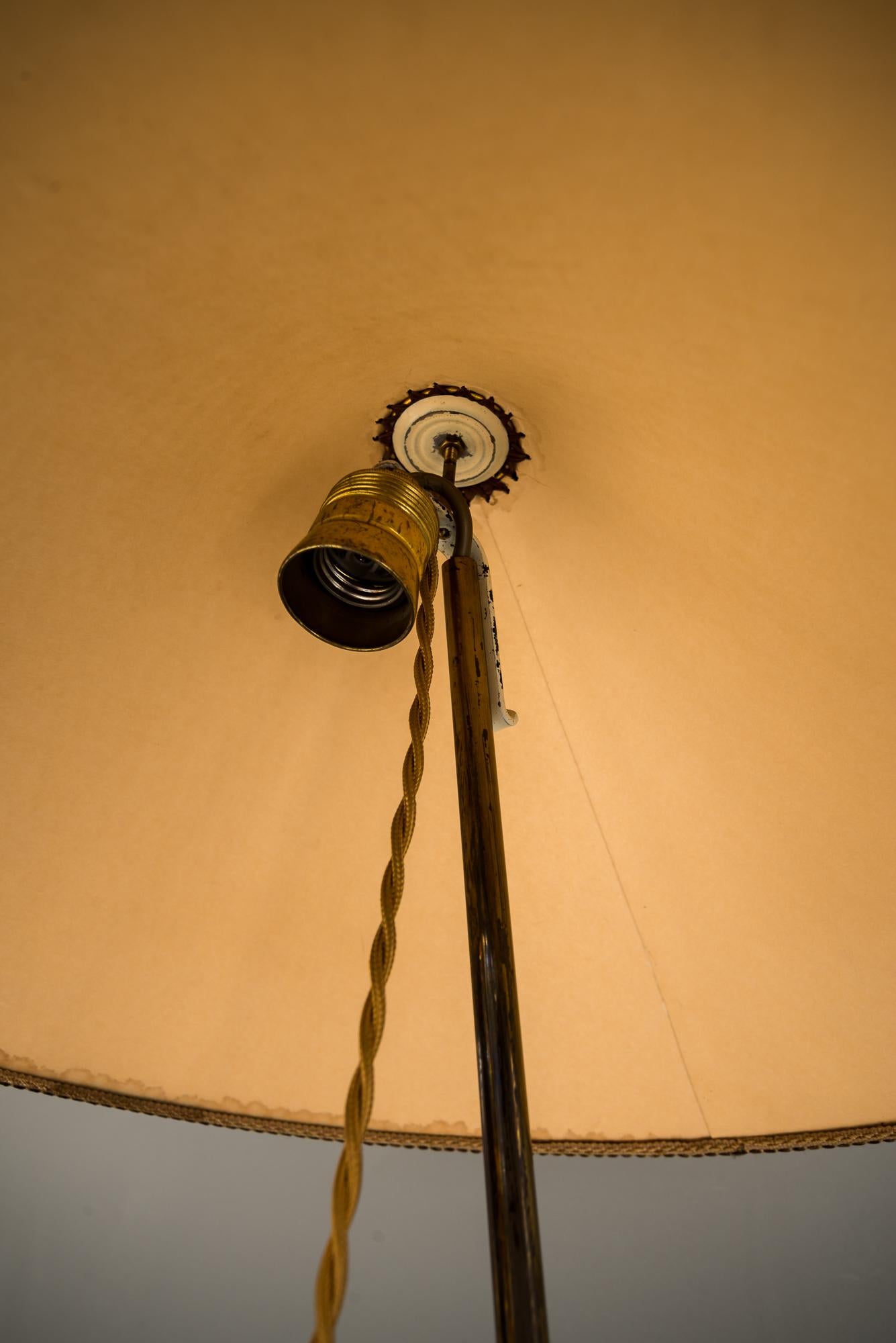 Brass Rupert Nikoll Floor Lamp Vienna circa 1950s with Original Shade